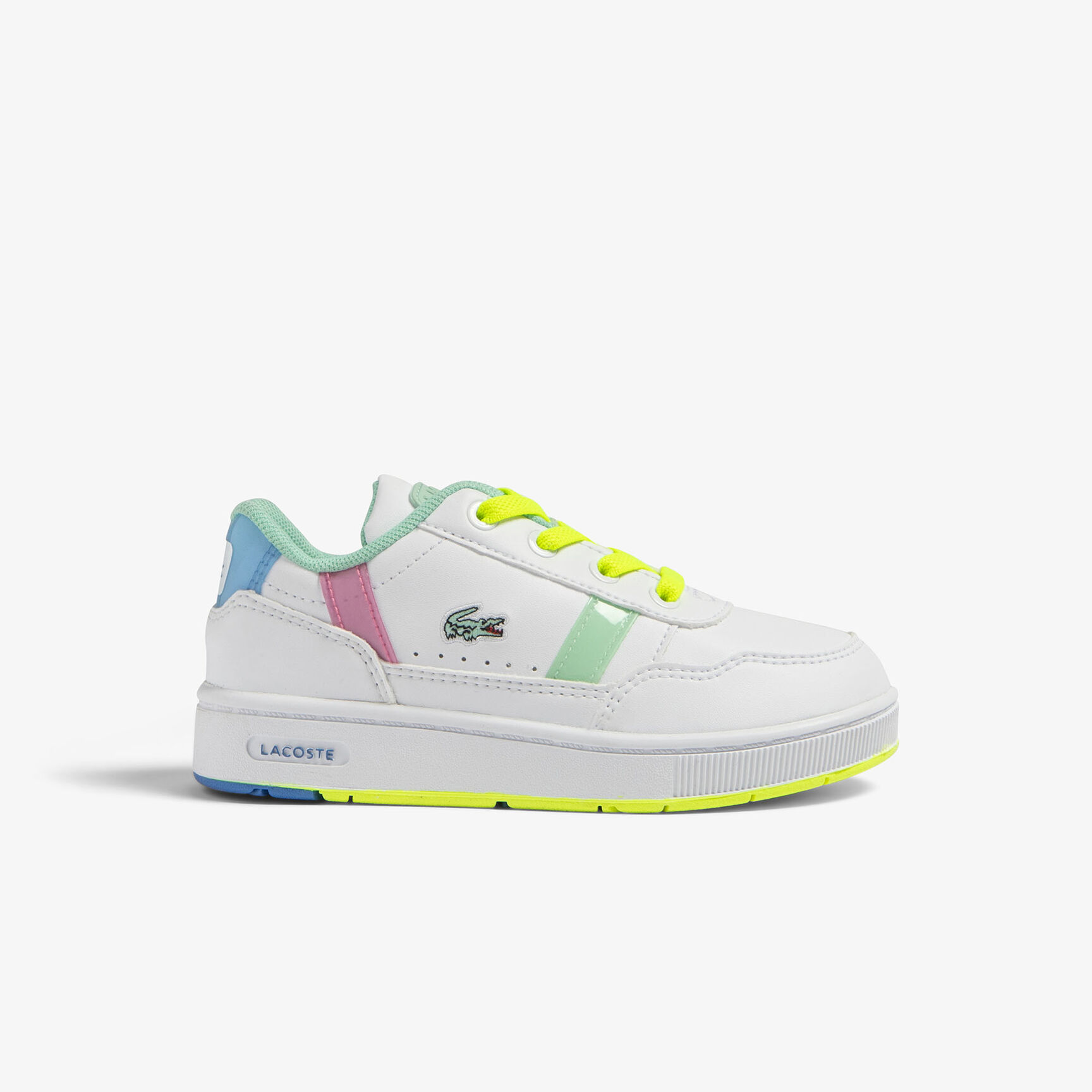 سنيكرز لاكوست تي كليب من خامات صناعية بتفاصيل ملونة للرضع