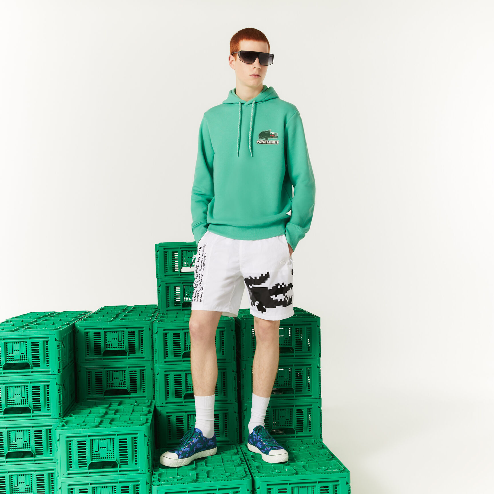 هودي صوف قطني للجنسين مجموعة Lacoste x Minecraft