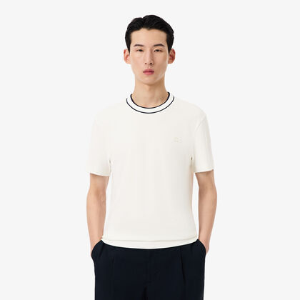 Stretch Pique Stripe Collar T-shirt
