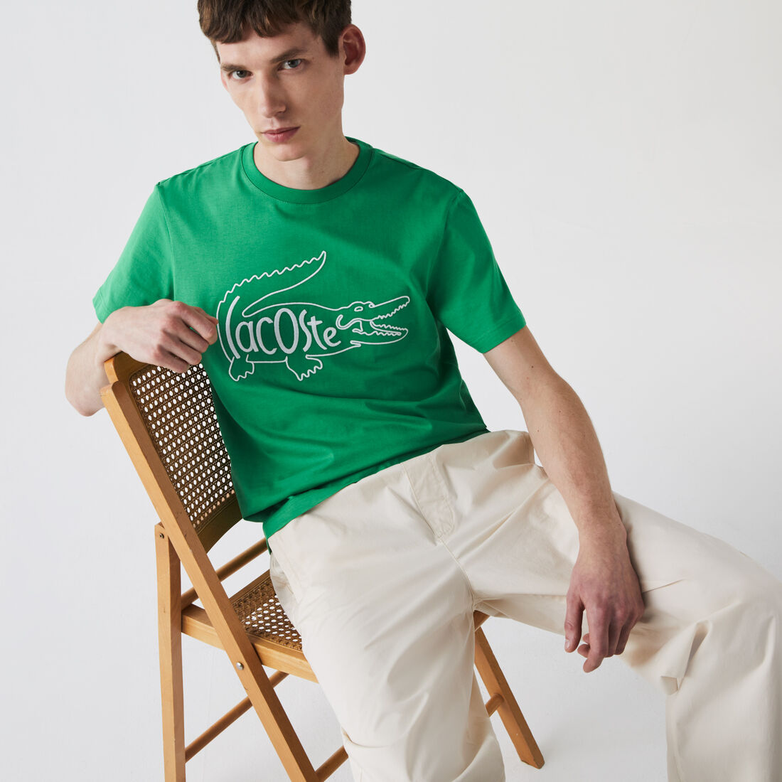 Men's Crew Neck Crocodile Embroidery Cotton T-shirt Men's Crew Neck Crocodile Embroidery Cotton T-shirt