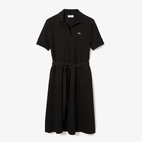 Women's V-neck Fitted Flowy Piqué Polo Dress
