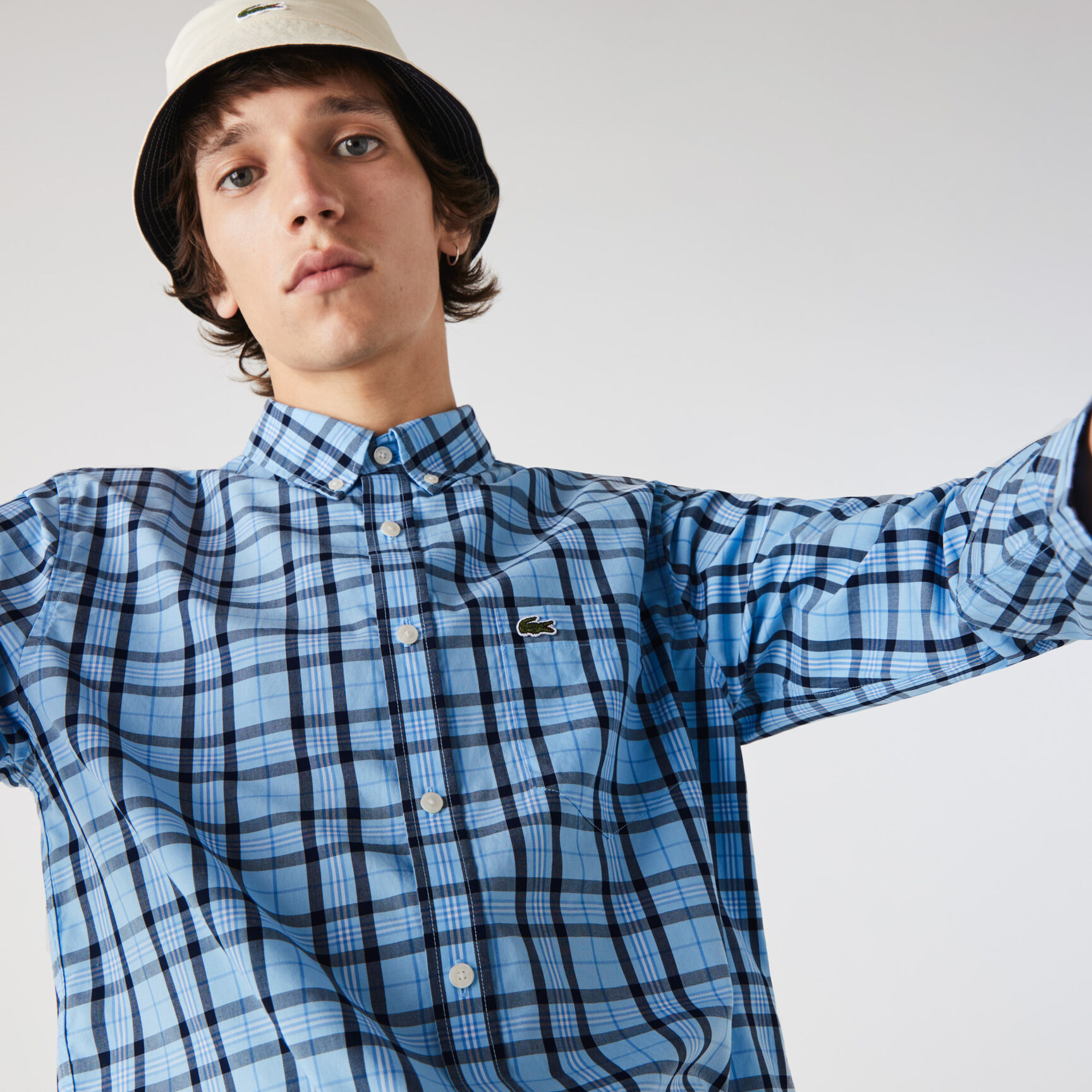 قميص قطن بوبلين كاروهات للرجال قصة عادية قميص قطن بوبلين كاروهات للرجال قصة عادية