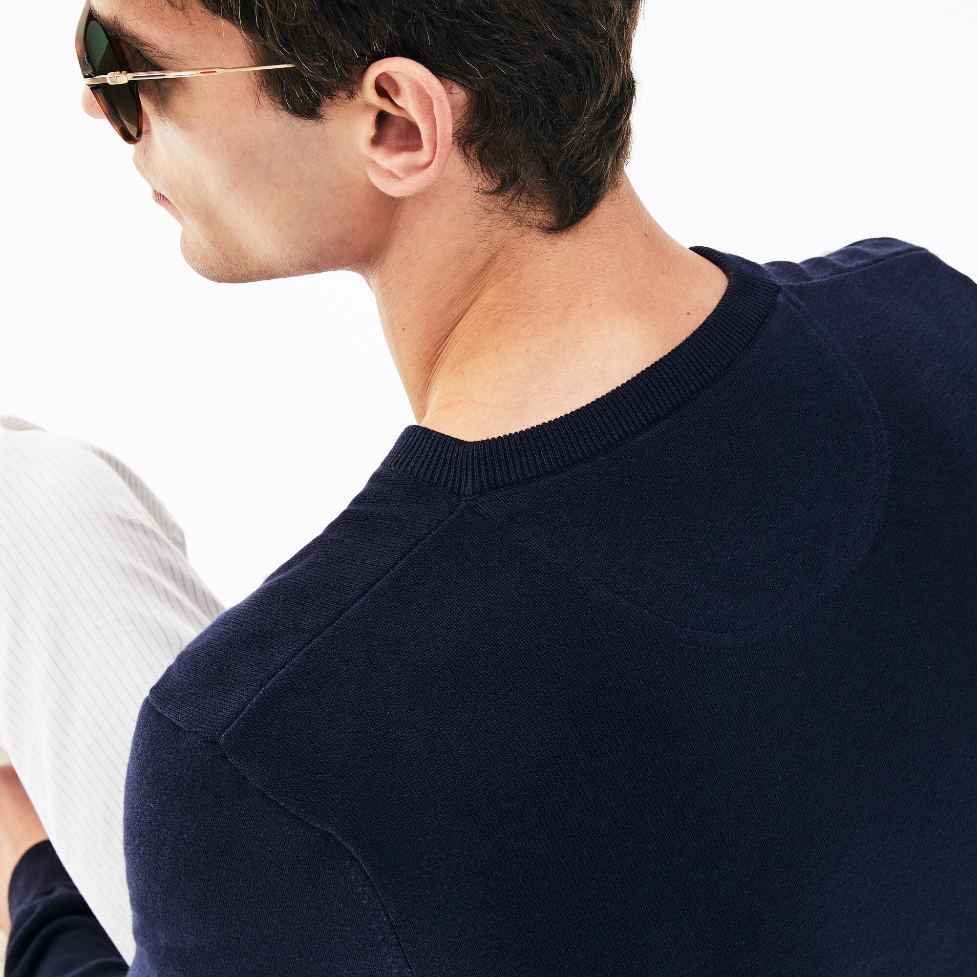 Men's V-neck Caviar Piqué Accent Cotton Jersey Sweater