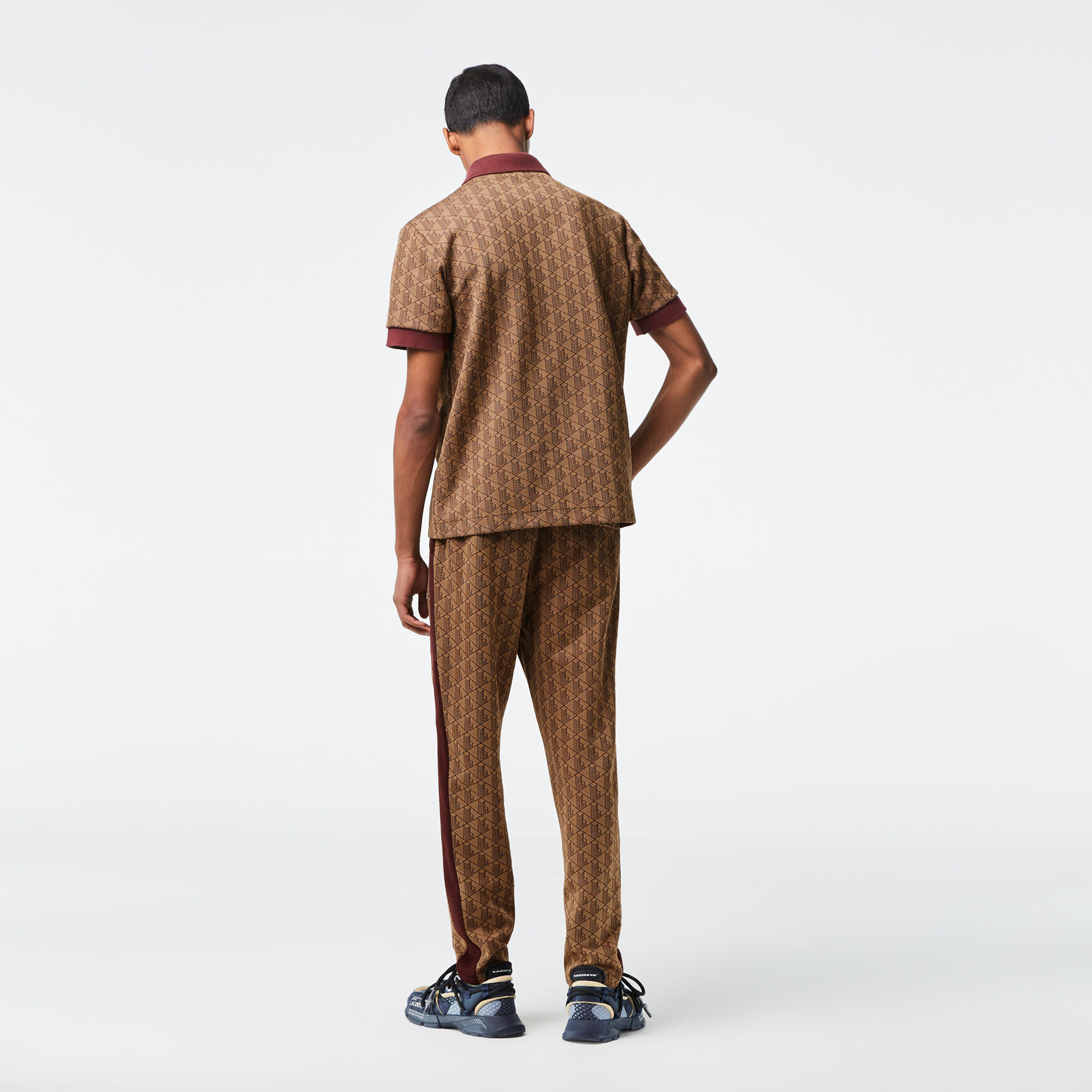 Men's Classic Fit Monogram Print Contrast Collar Polo Shirt