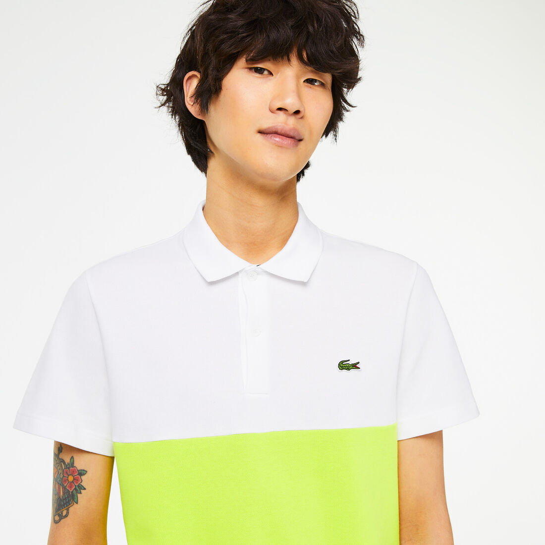 Men's Lacoste Cotton Pique Colourblock Polo Shirt Men's Lacoste Cotton Pique Colourblock Polo Shirt
