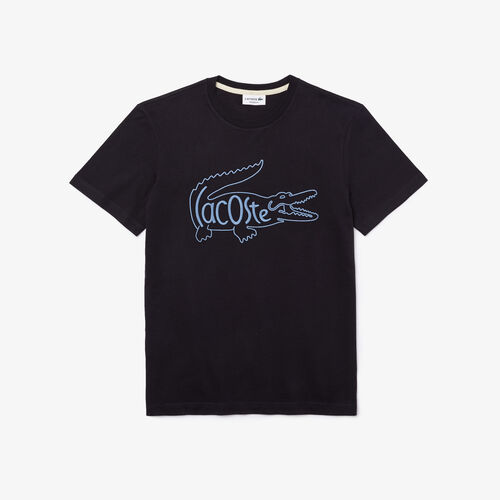 Men’s Crew Neck Crocodile Embroidery Cotton T-shirt