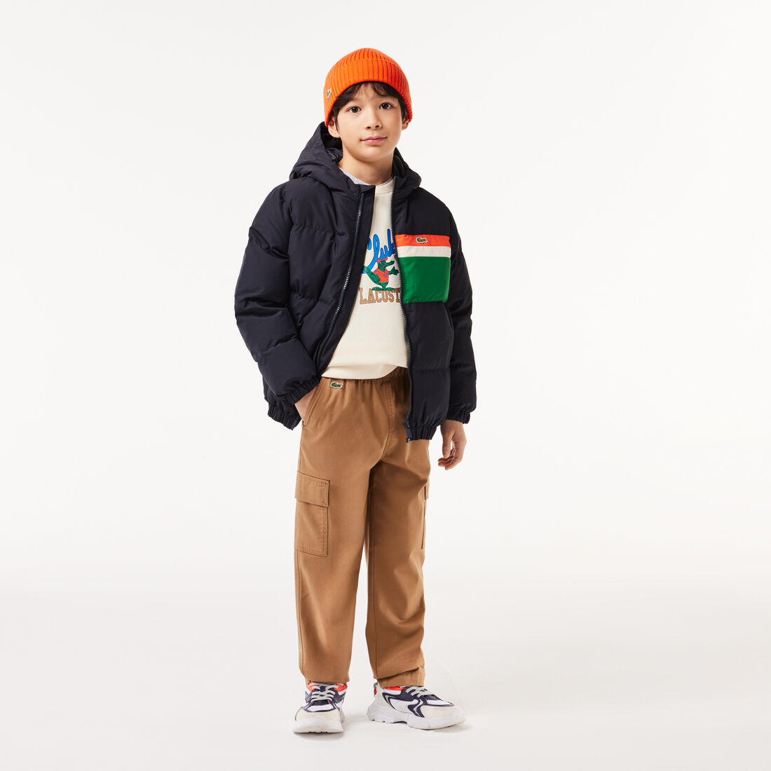 Contrast Stripe Hooded Puffer Jacket Contrast Stripe Hooded Puffer Jacket