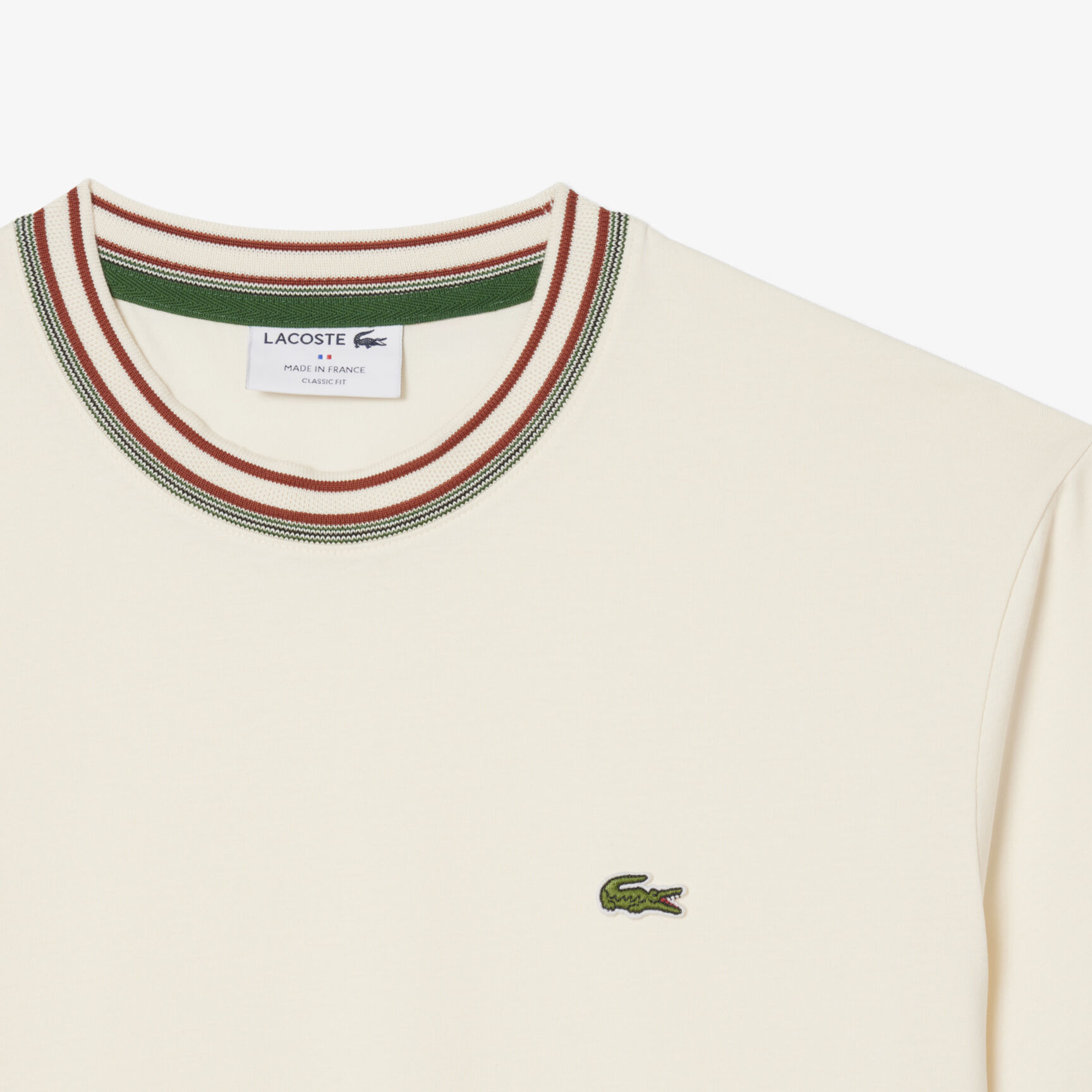 تي شيرت فرنسي الصنع مخطط الرقبة