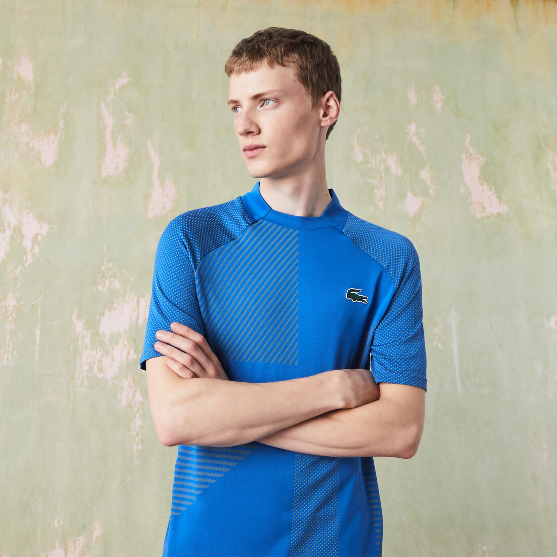 تيشيرت بولو تنس بتصميم بدون حياكة بقصة ضيقة للرجال مجموعة Lacoste SPORT