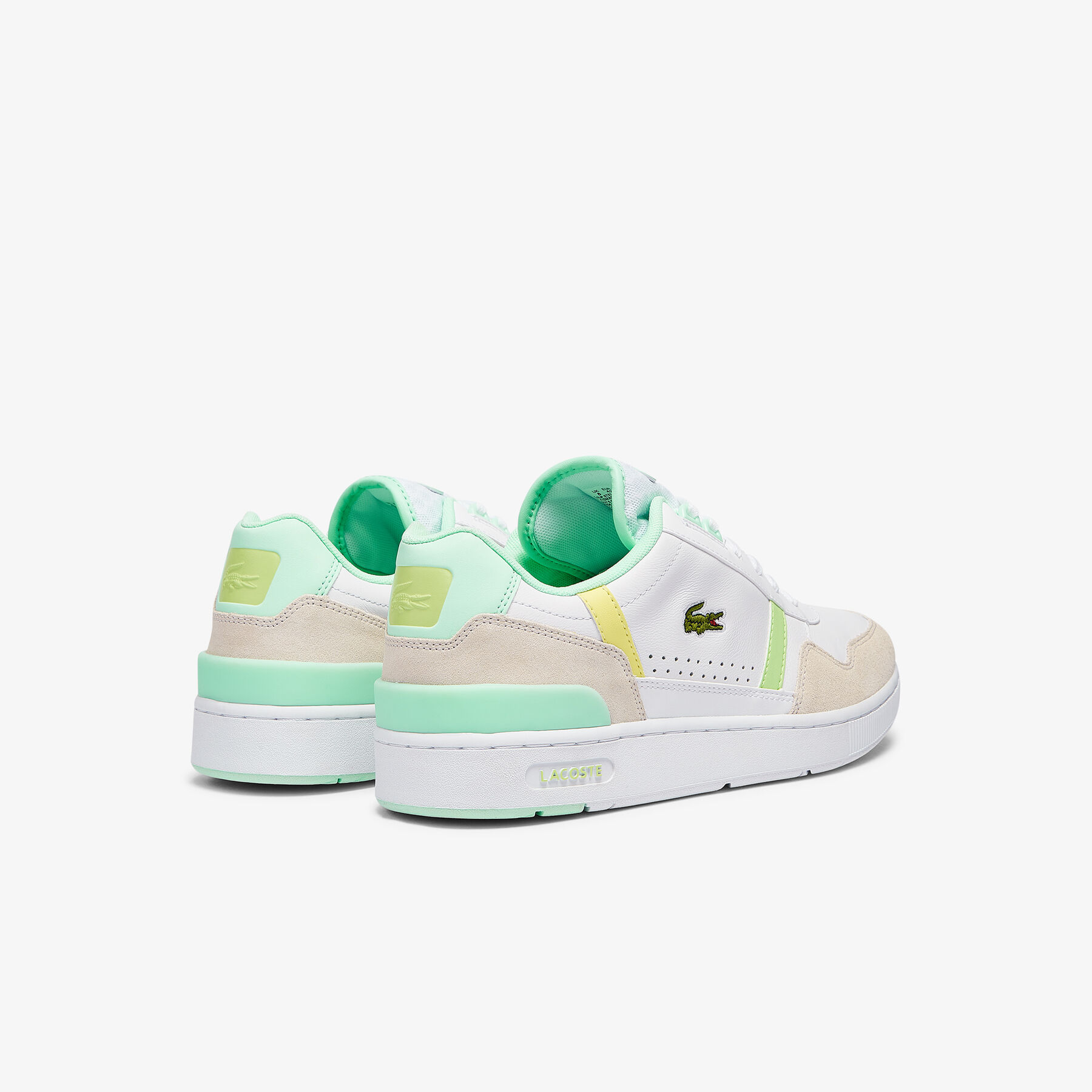 lacoste men s t clip leather citrus accent trainers