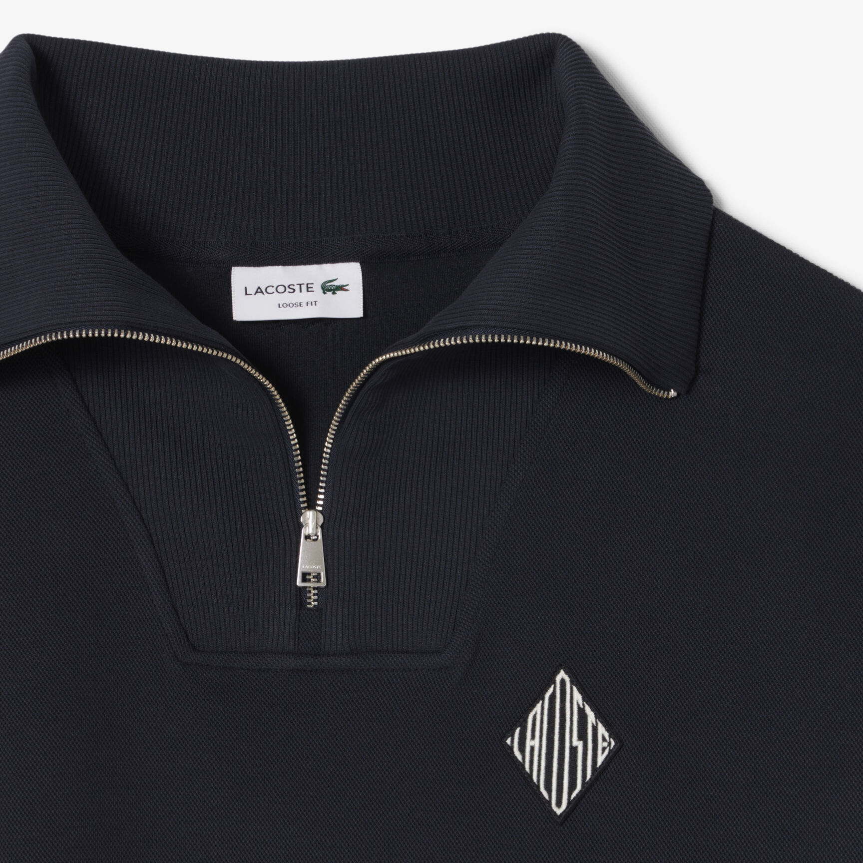 Loose Fit Zipped Neck Pique Sweatshirt