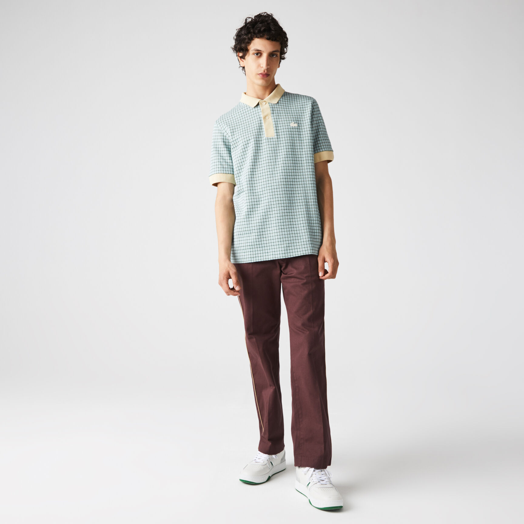 Men's Lacoste L!VE Relaxed Fit Checkered Cotton Blend Polo Men's Lacoste L!VE Relaxed Fit Checkered Cotton Blend Polo