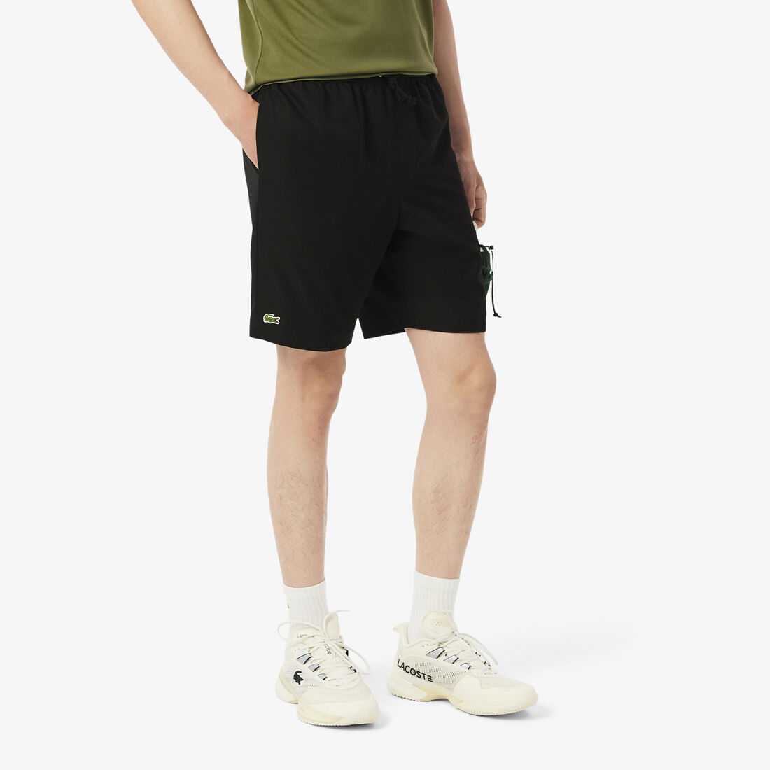 Men's Lacoste SPORT tennis shorts in solid diamond weave taffeta Men's Lacoste SPORT tennis shorts in solid diamond weave taffeta