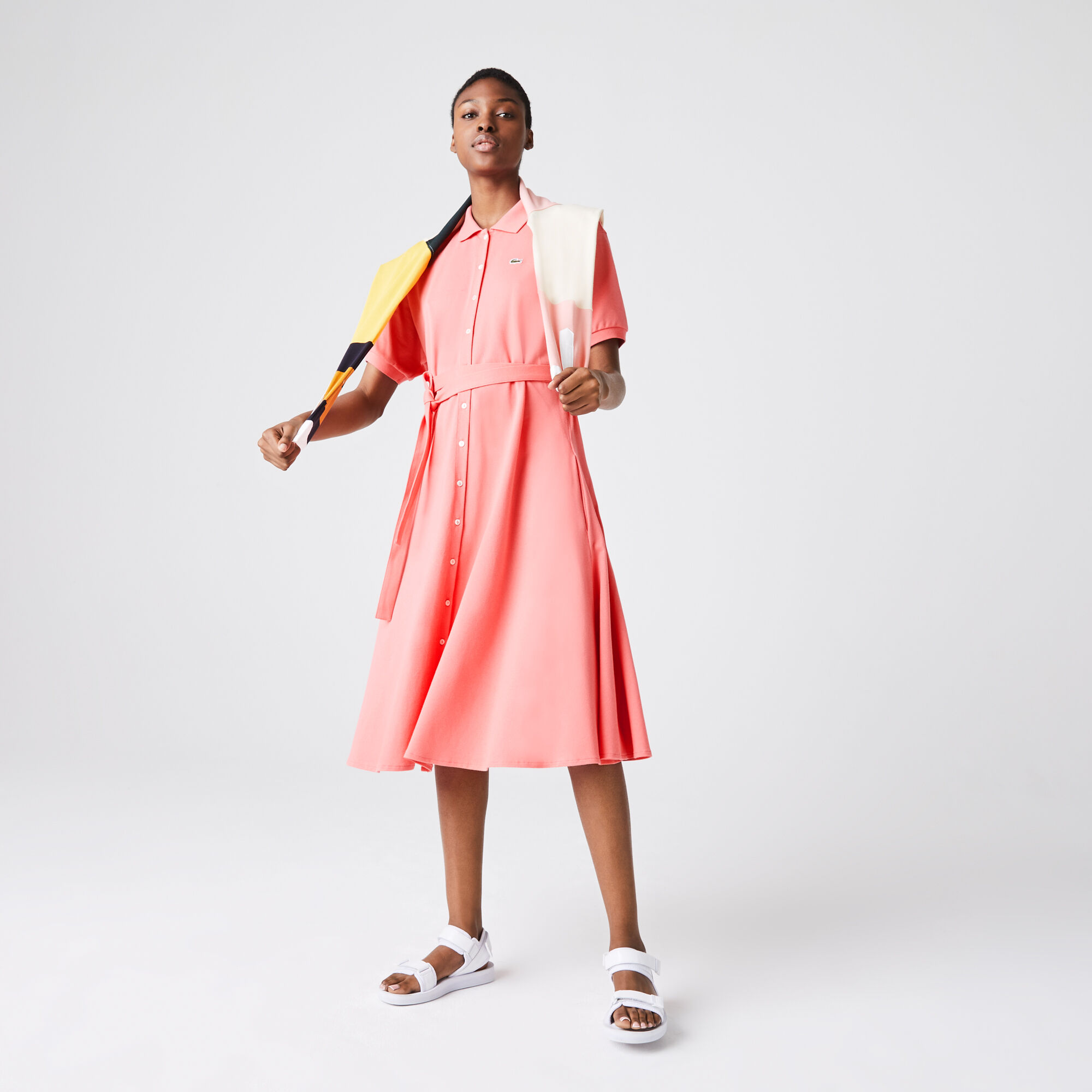 Buy Women s Cotton Pique Belted Polo Dress Lacoste EG