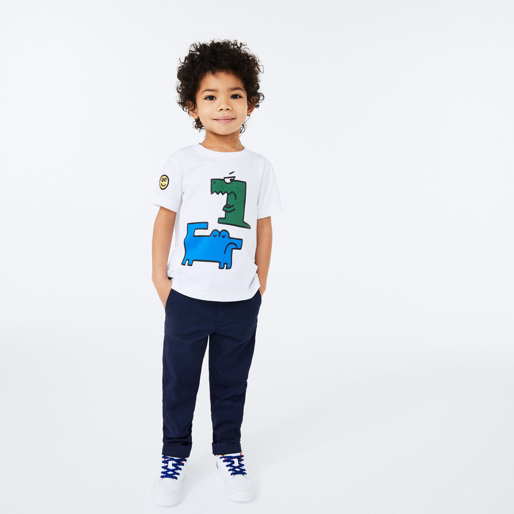 Boys' Crew Neck Croc Print Cotton T-shirt lacoste boys crew neck croc print cotton t shirt