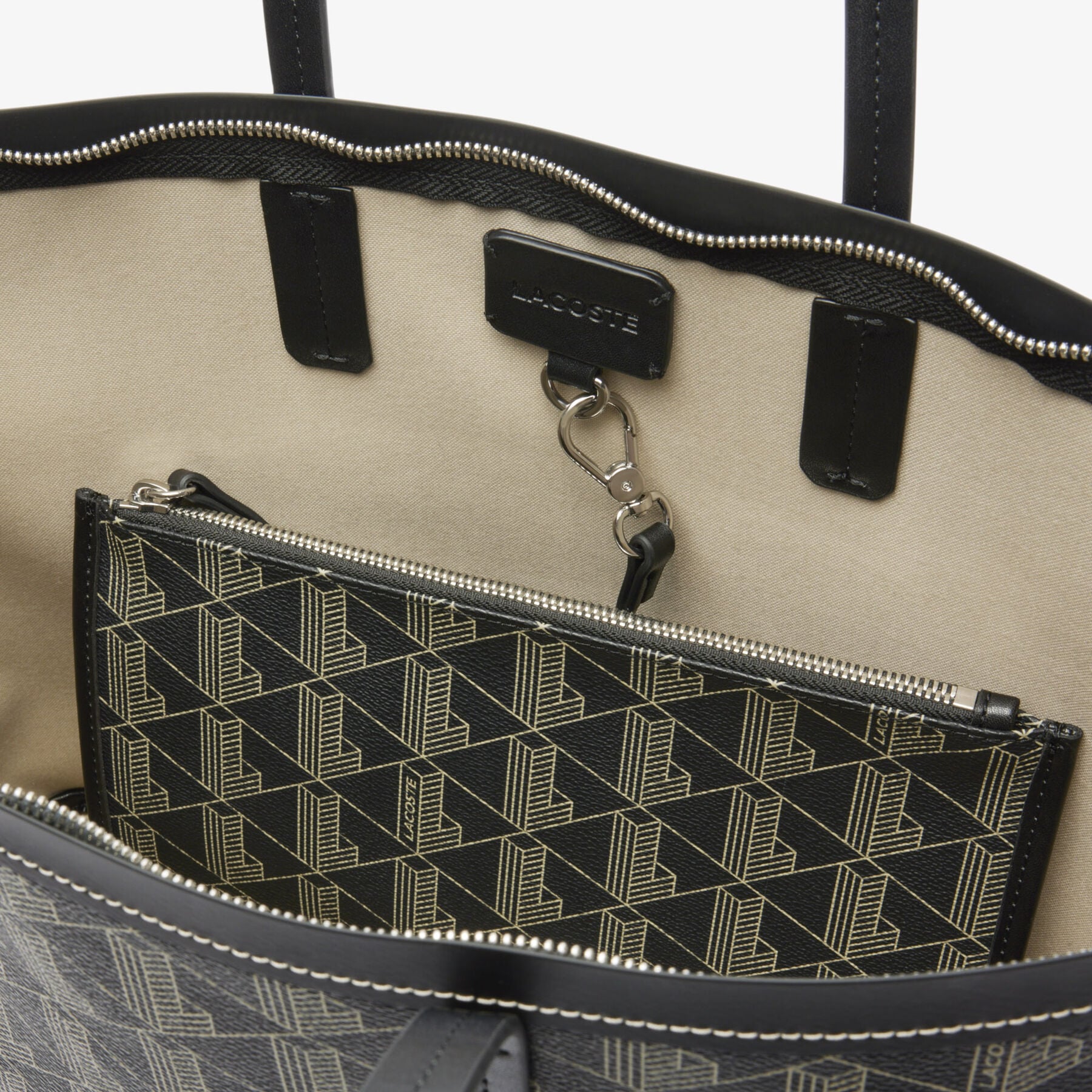 Zely Grained Tote with Pouch lacoste zely grained tote with pouch