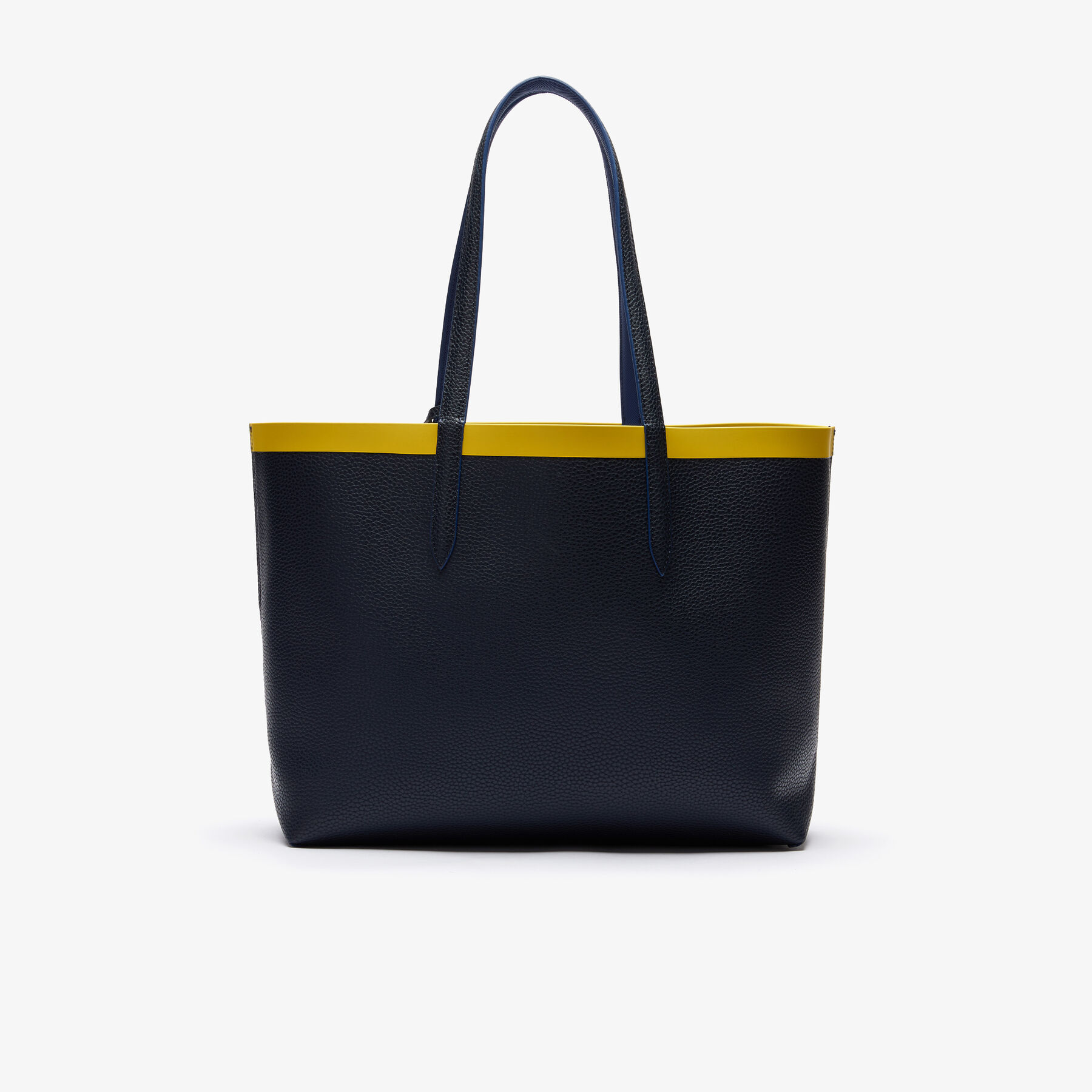 lacoste women s anna reversible contrast band coated canvas tote bag