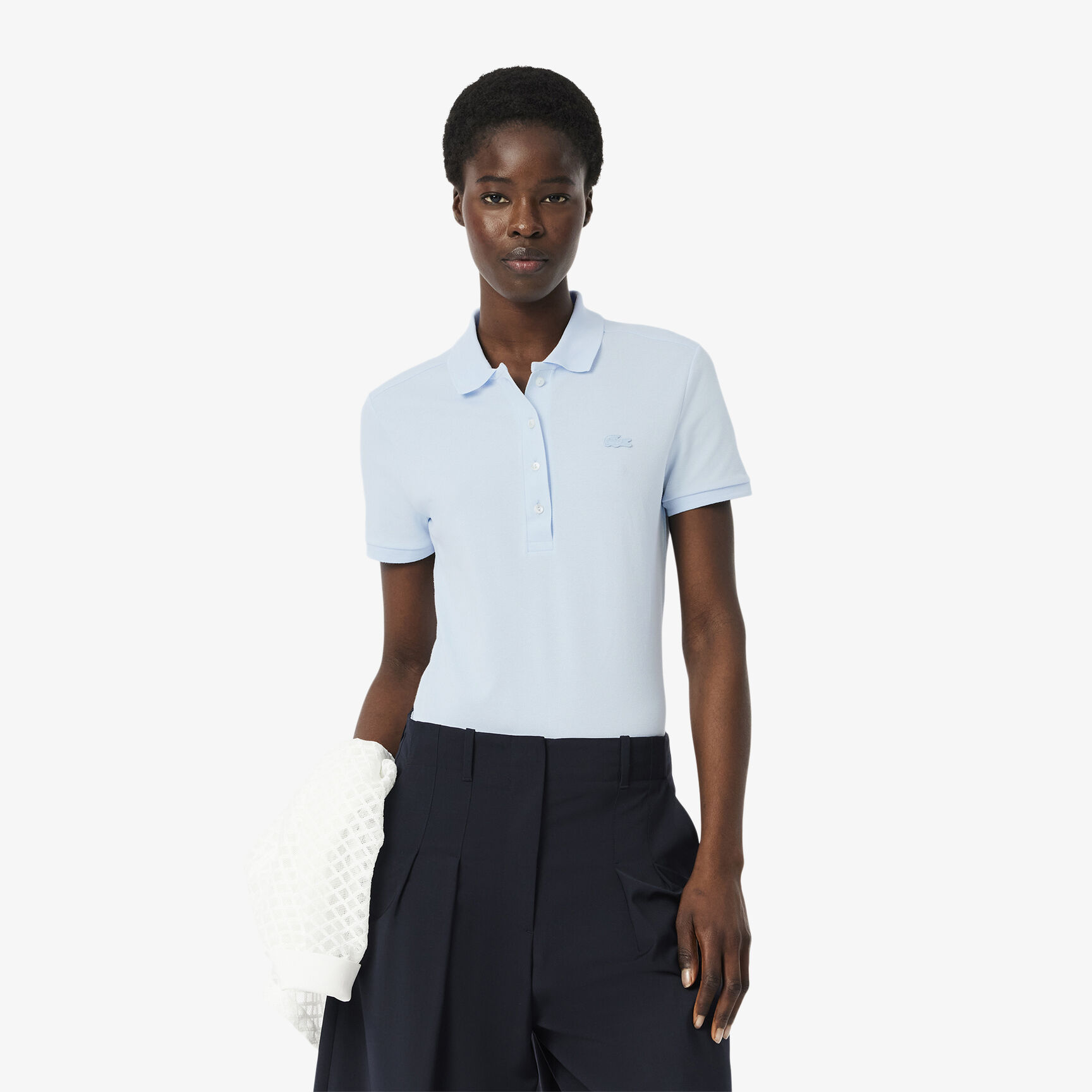 تيشيرت بولو L.12.D بقصة ضيقة من قماش بيتي بيكيه المطاطي