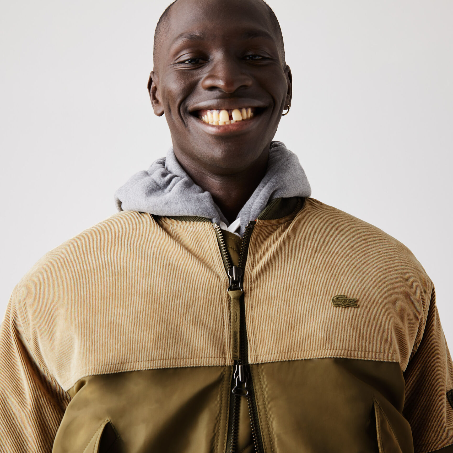 Men&rsquo;s Bimaterial Quilted Zip Bomber Jacket