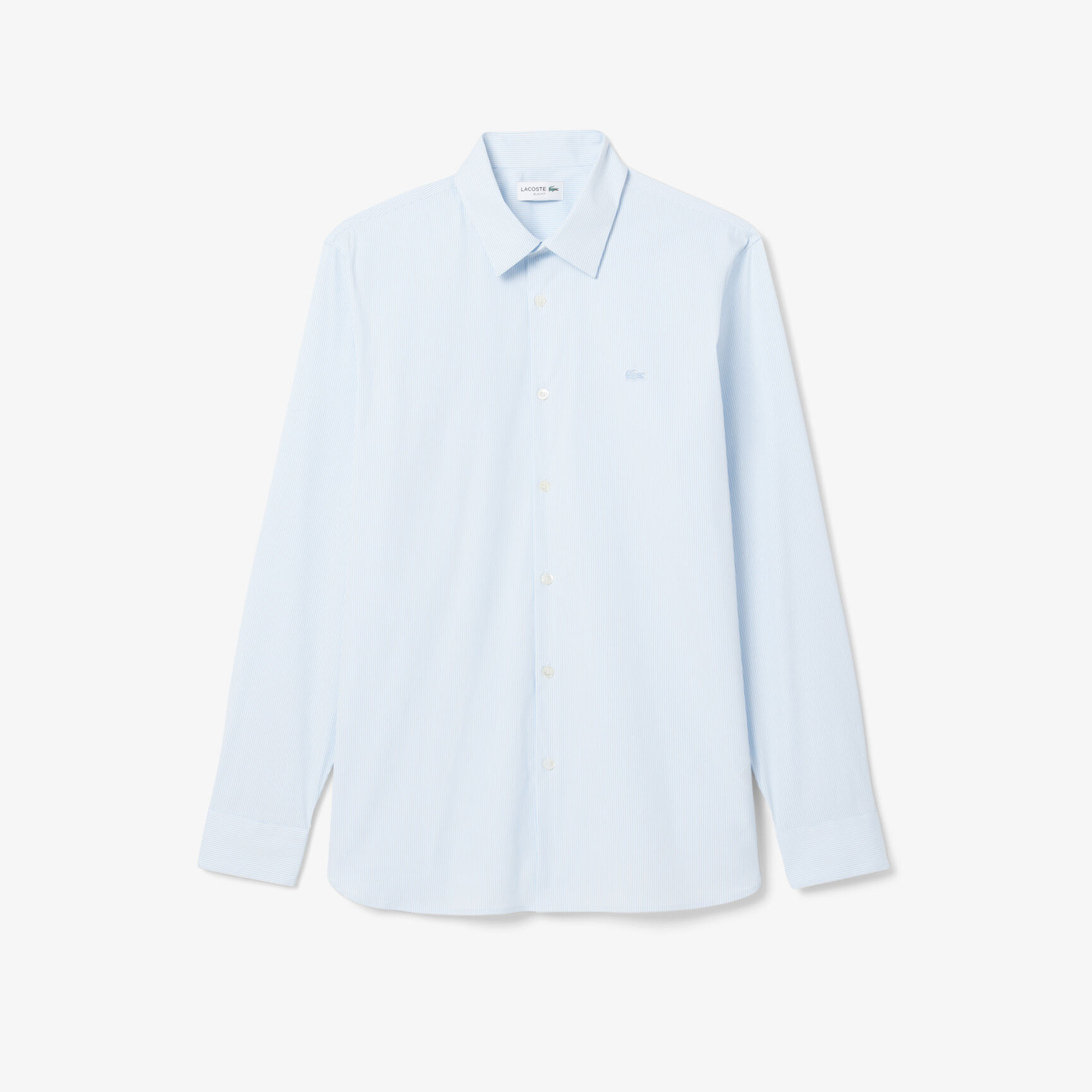 قميص بوبلين مطاطي مخطط بقصة ضيقة قميص بوبلين مطاطي مخطط بقصة ضيقة