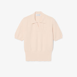lacoste regular fit open neck badge accent knit polo shirt