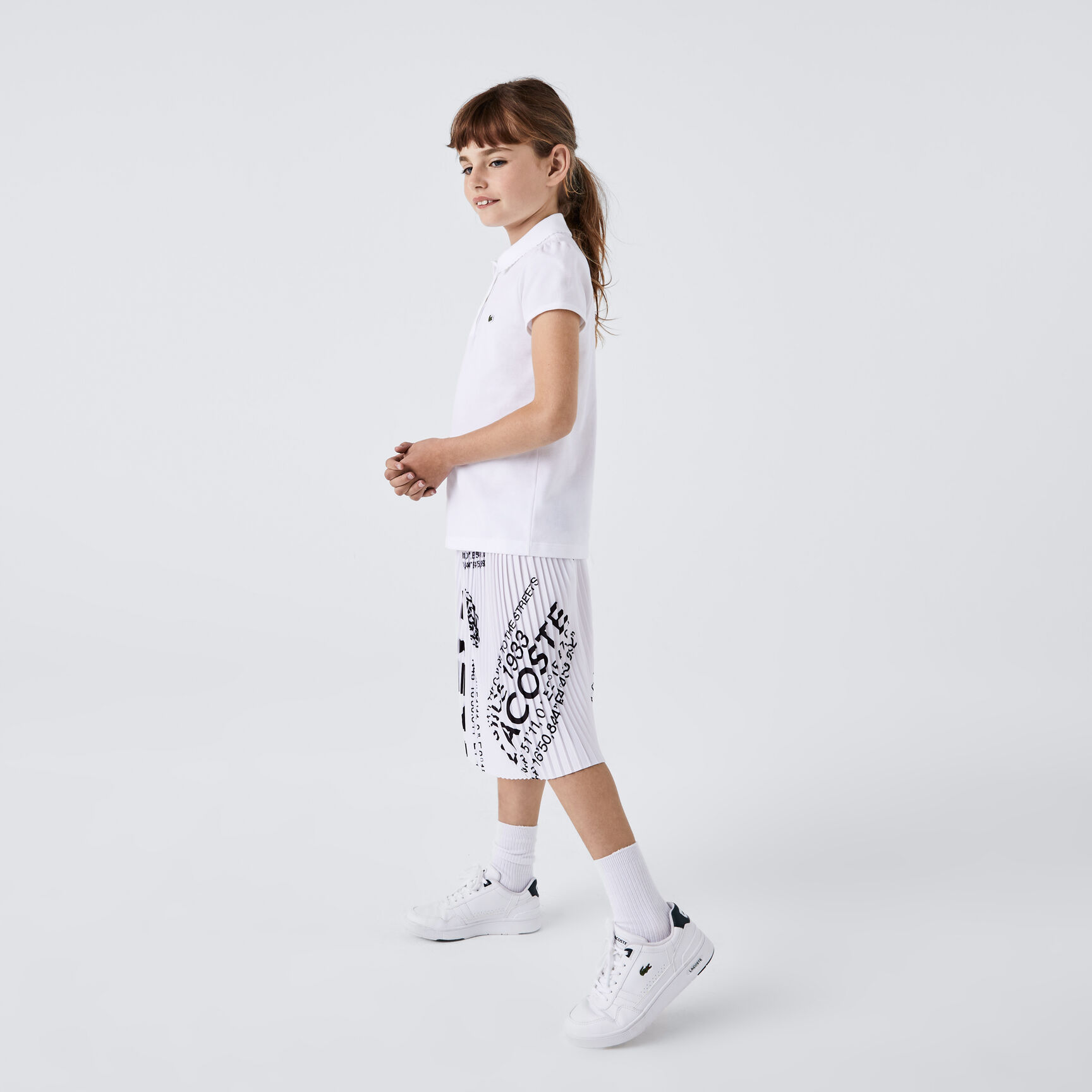 Scalloped Collar Mini Pique Polo Shirt