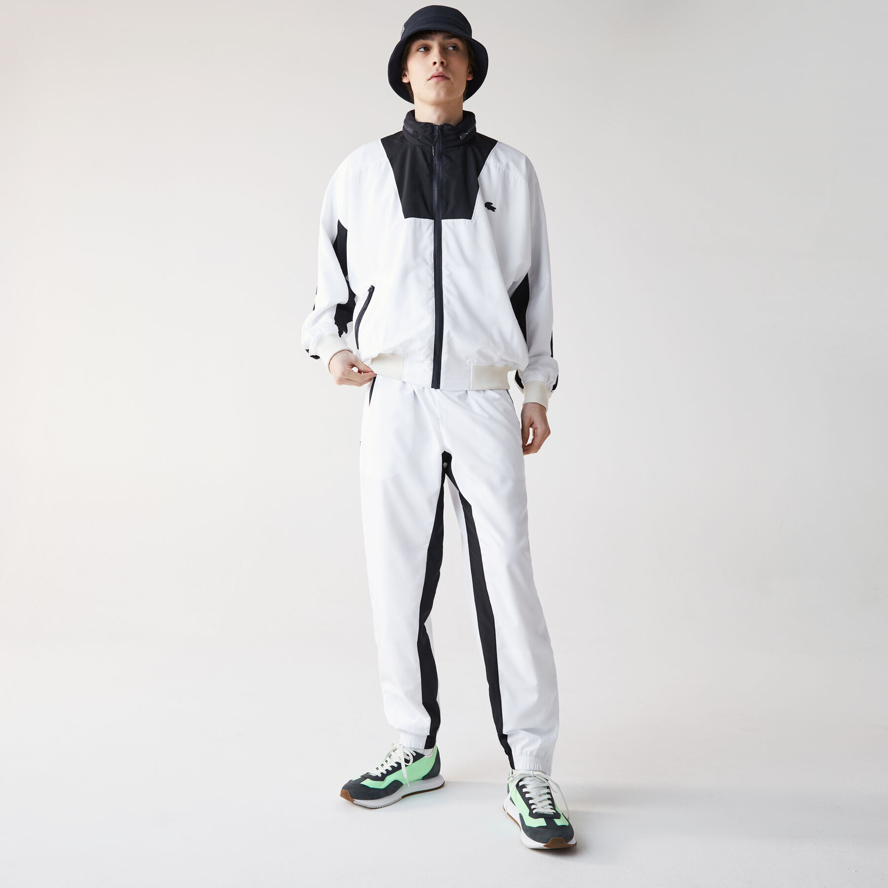 lacoste men s lightweight retro style colourblock tracksuit pants
