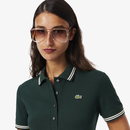 Stretch Polo Collar Skater Dress