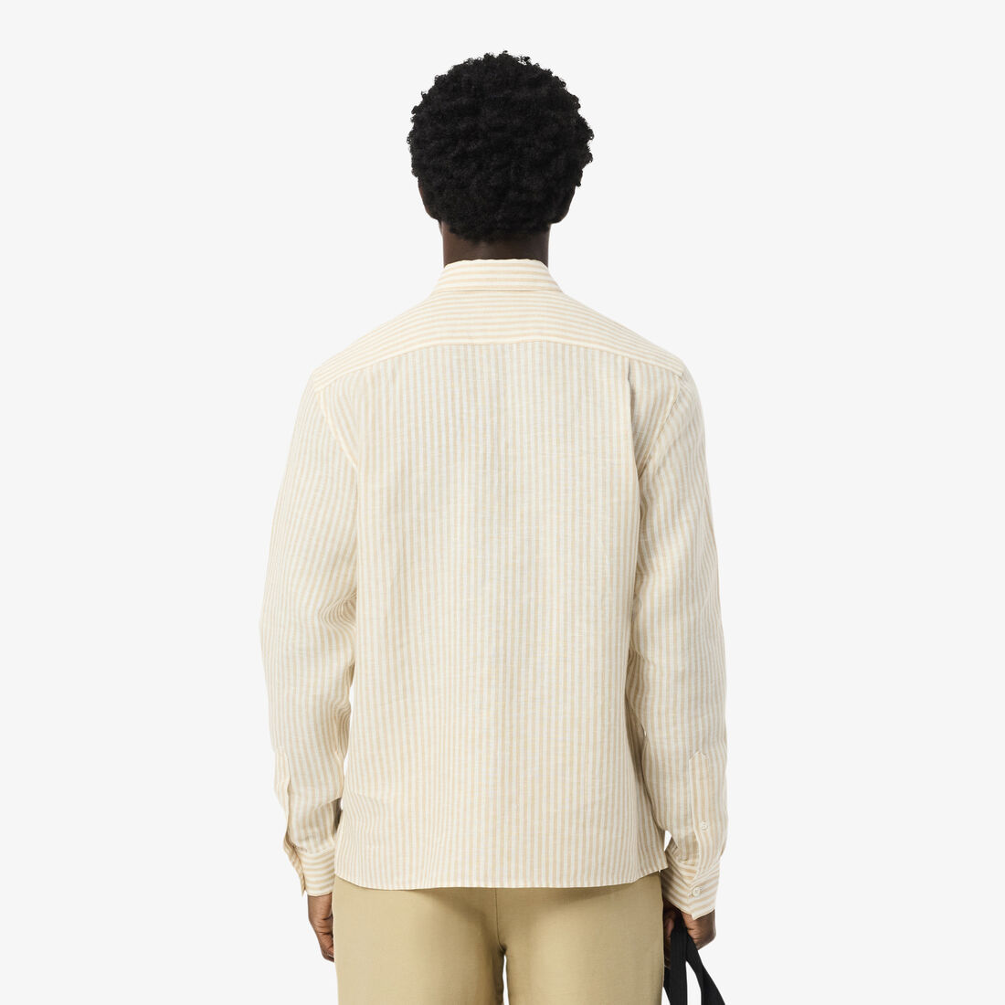 قميص كتان مخطط بقصّة عادية قميص كتان مخطط بقصّة عادية