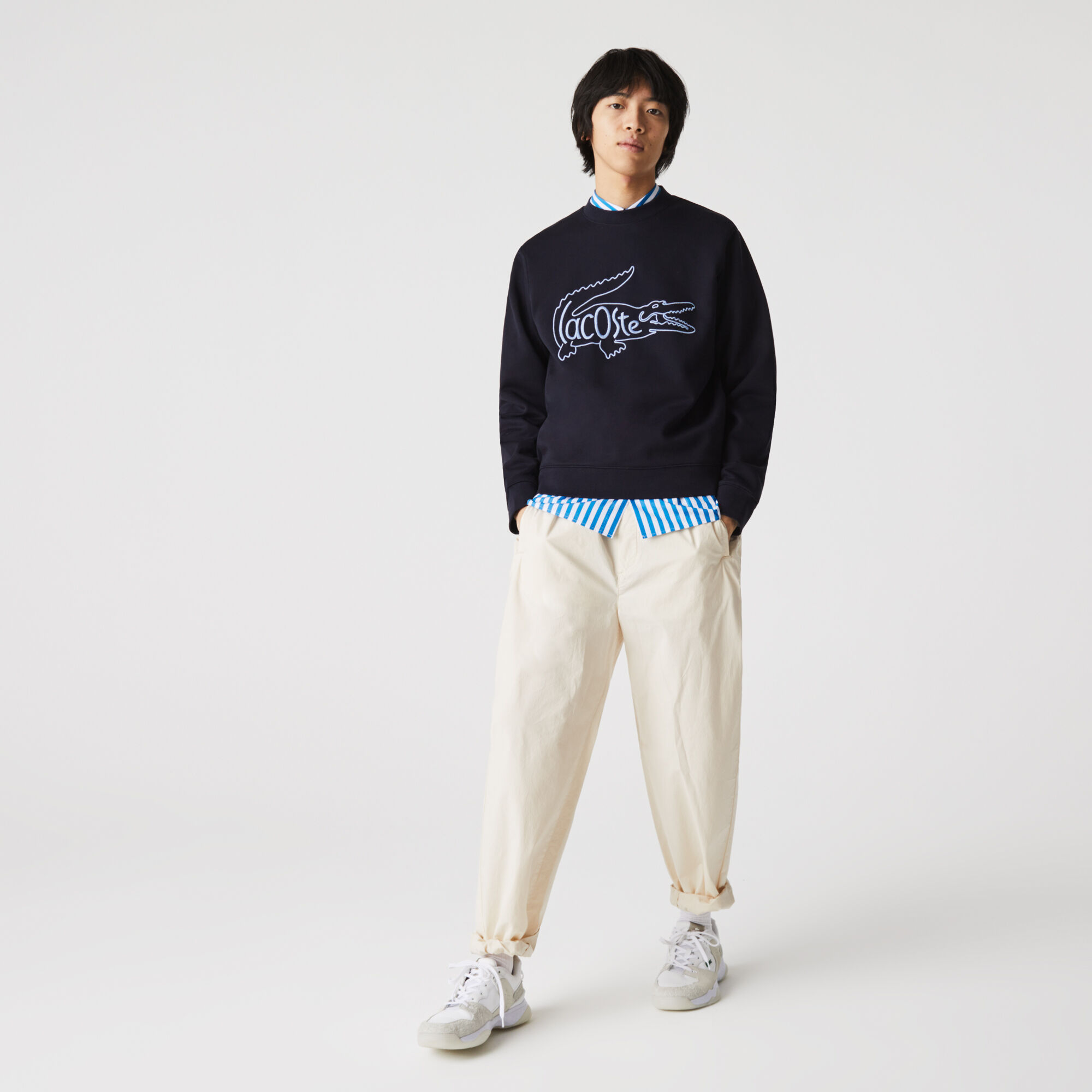 Men’s Crew Neck Embroidered Crocodile Cotton Fleece Sweatshirt Men’s Crew Neck Embroidered Crocodile Cotton Fleece Sweatshirt