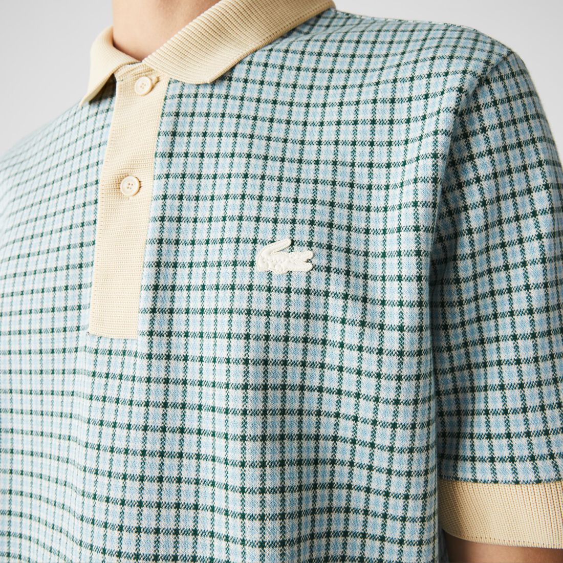 Men's Lacoste L!VE Relaxed Fit Checkered Cotton Blend Polo Men's Lacoste L!VE Relaxed Fit Checkered Cotton Blend Polo