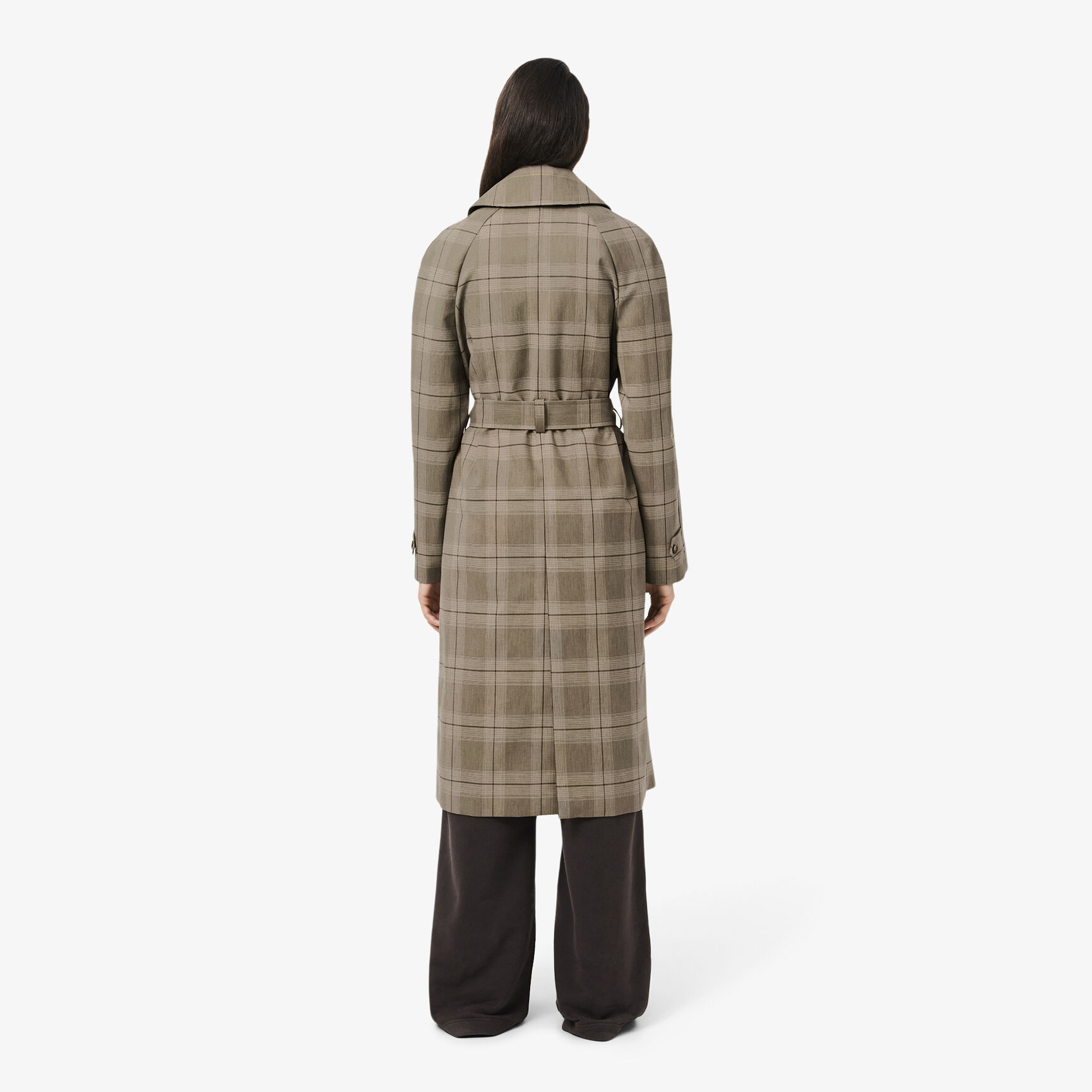 Water-Repellent Plaid Wrap Coat