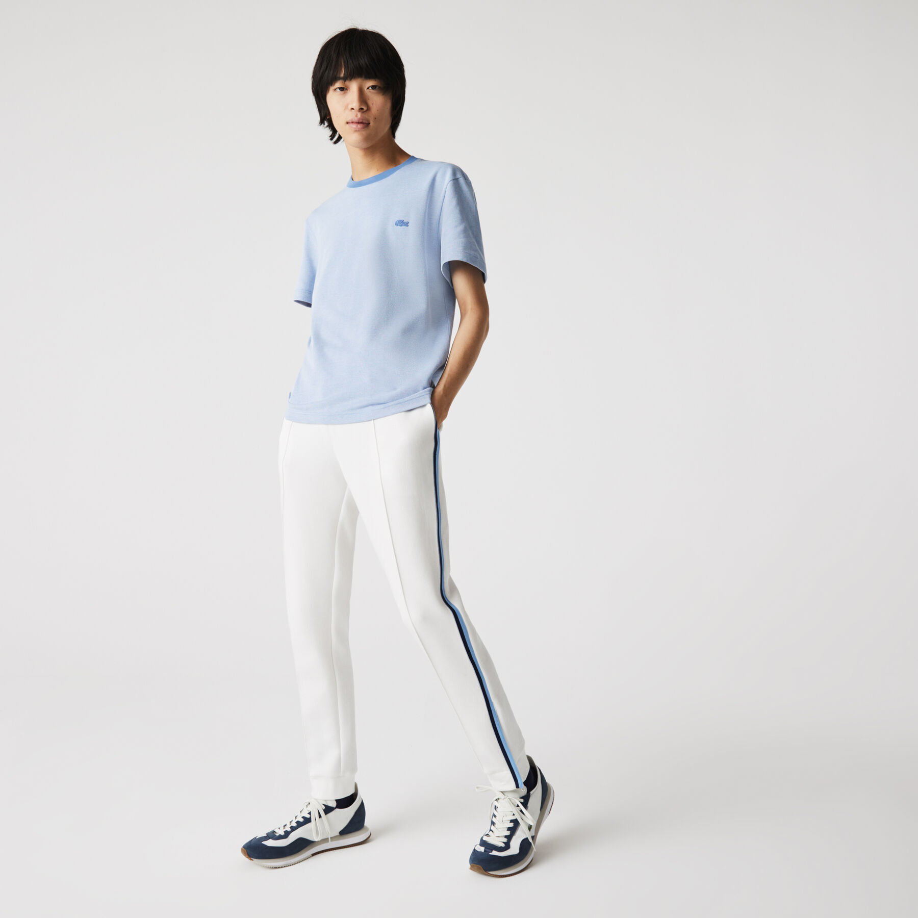 lacoste men s crew neck textured cotton t shirt