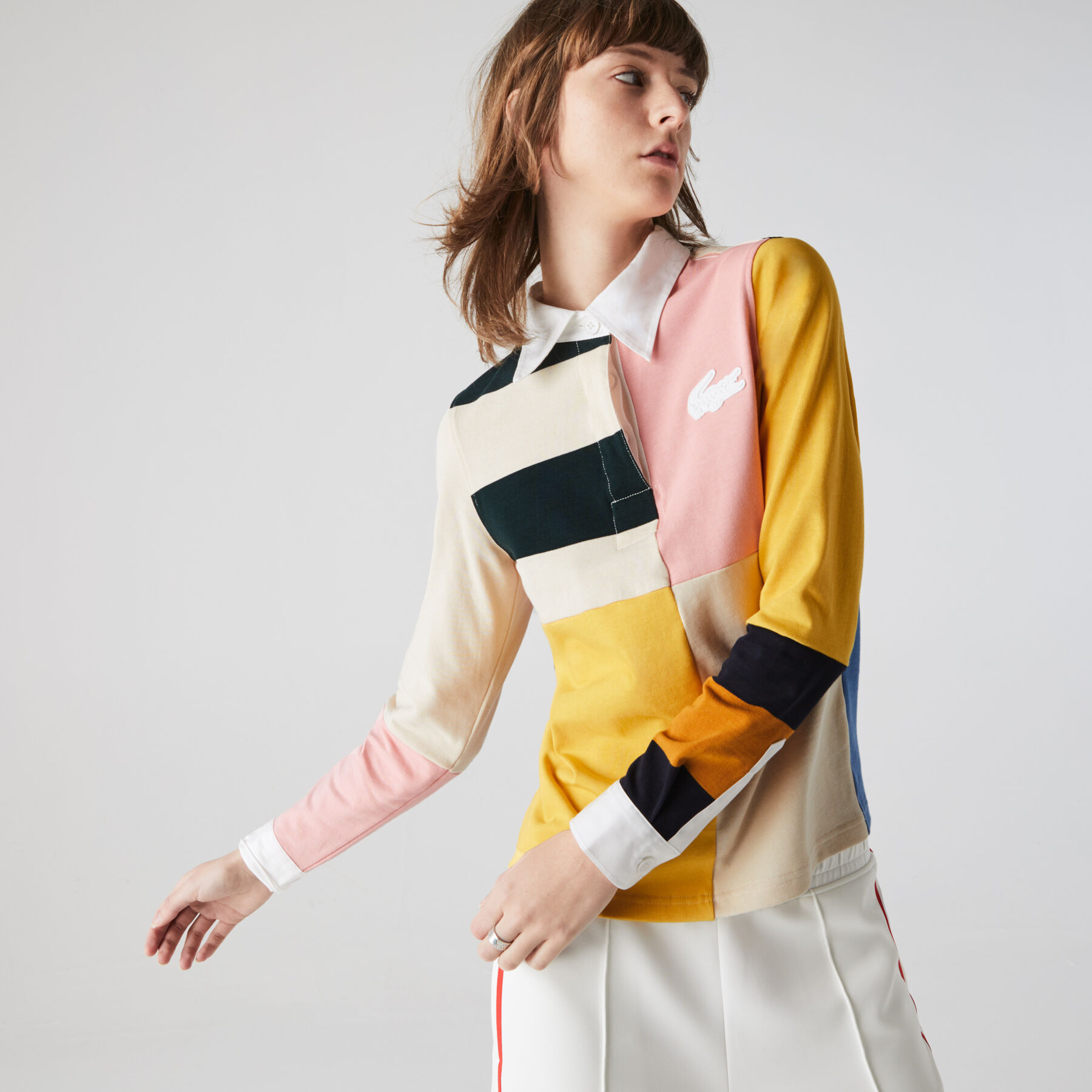 Women’s Lacoste LIVE Colourblock Cotton Rugby Style Polo Shirt women s lacoste live colourblock cotton rugby style polo shirt