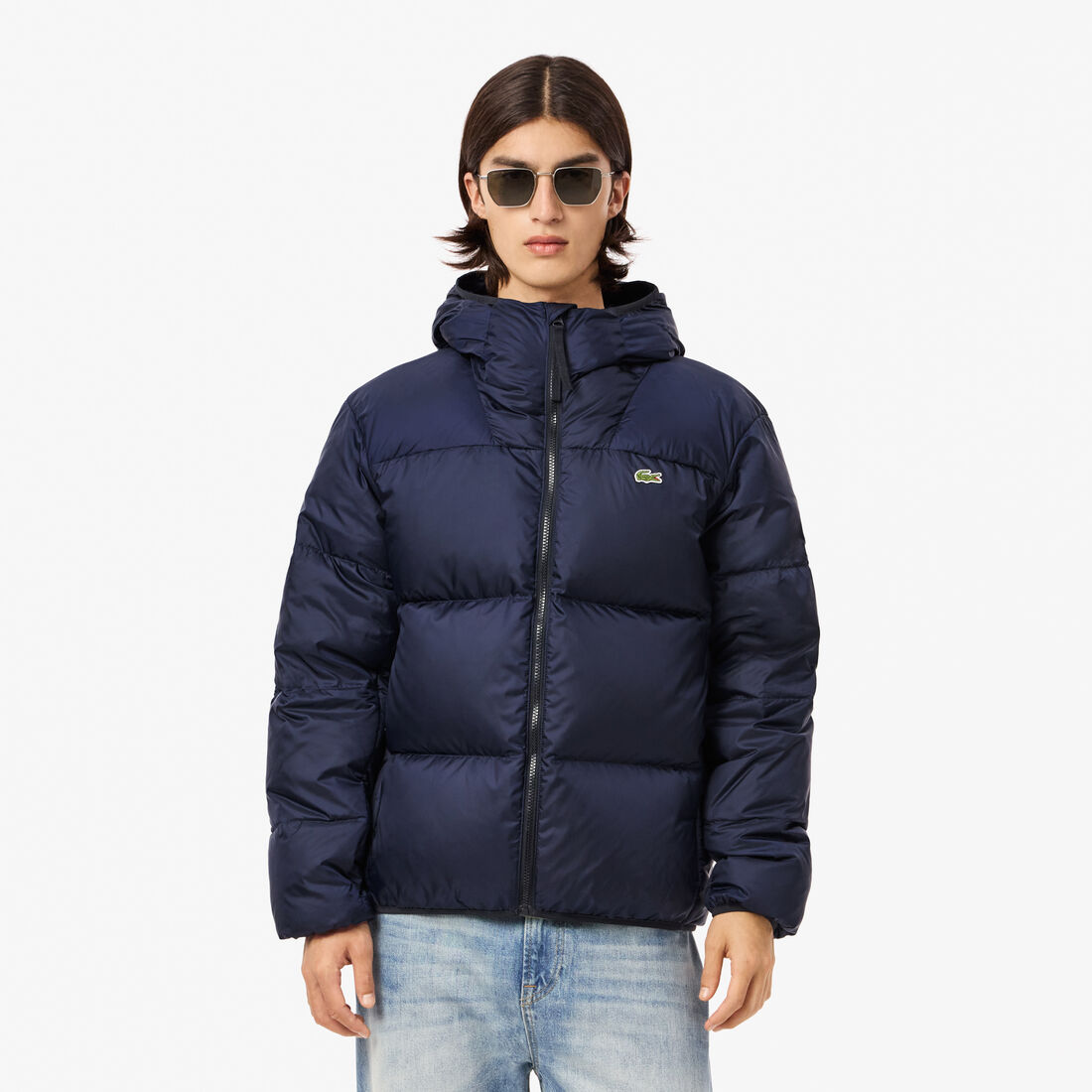Short Water-Repellent Hooded Puffed Jacket