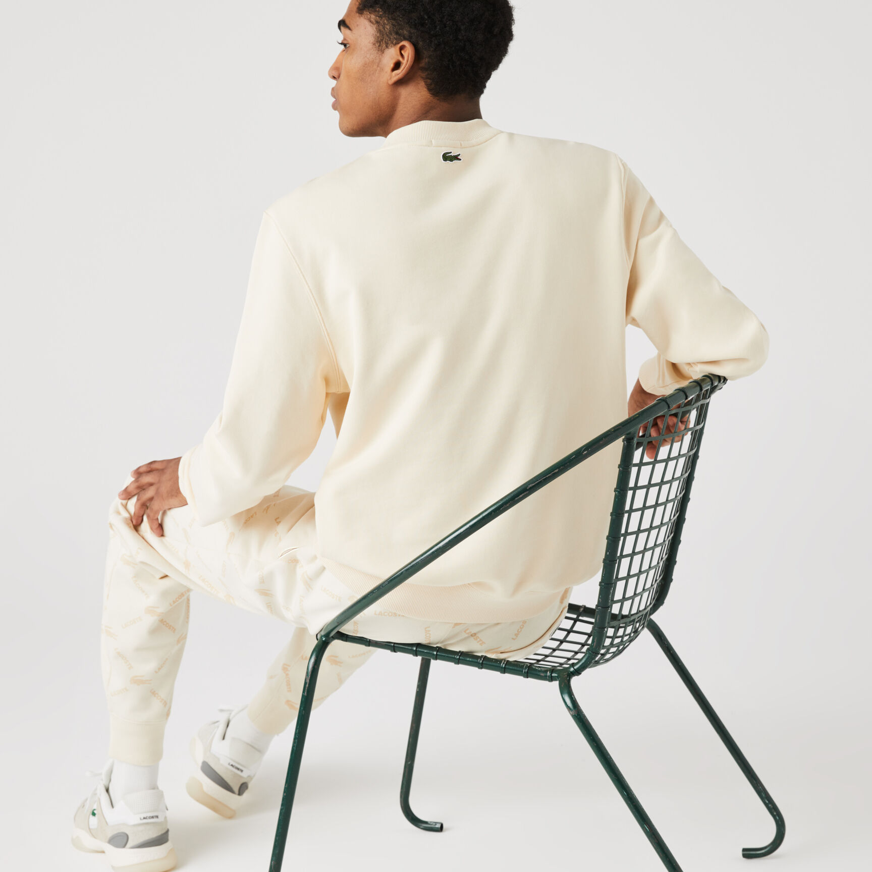 سويت شيرت الصوف القطني للجنسين مجموعة Lacoste LIVE وتفاصيل مطبوعة