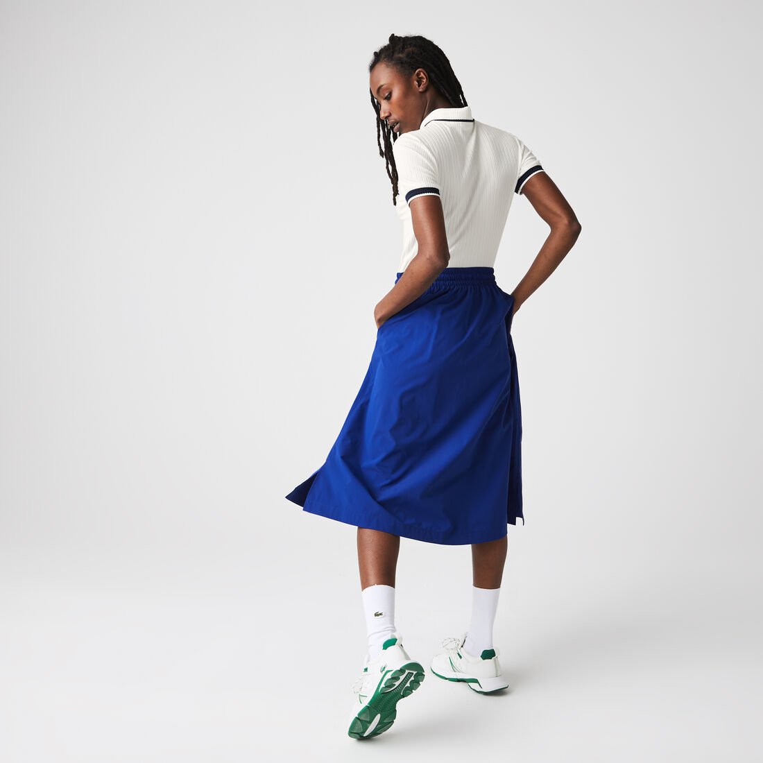 Women's Lacoste Slim Fit Crochet Collar Ribbed Polo Shirt Women's Lacoste Slim Fit Crochet Collar Ribbed Polo Shirt