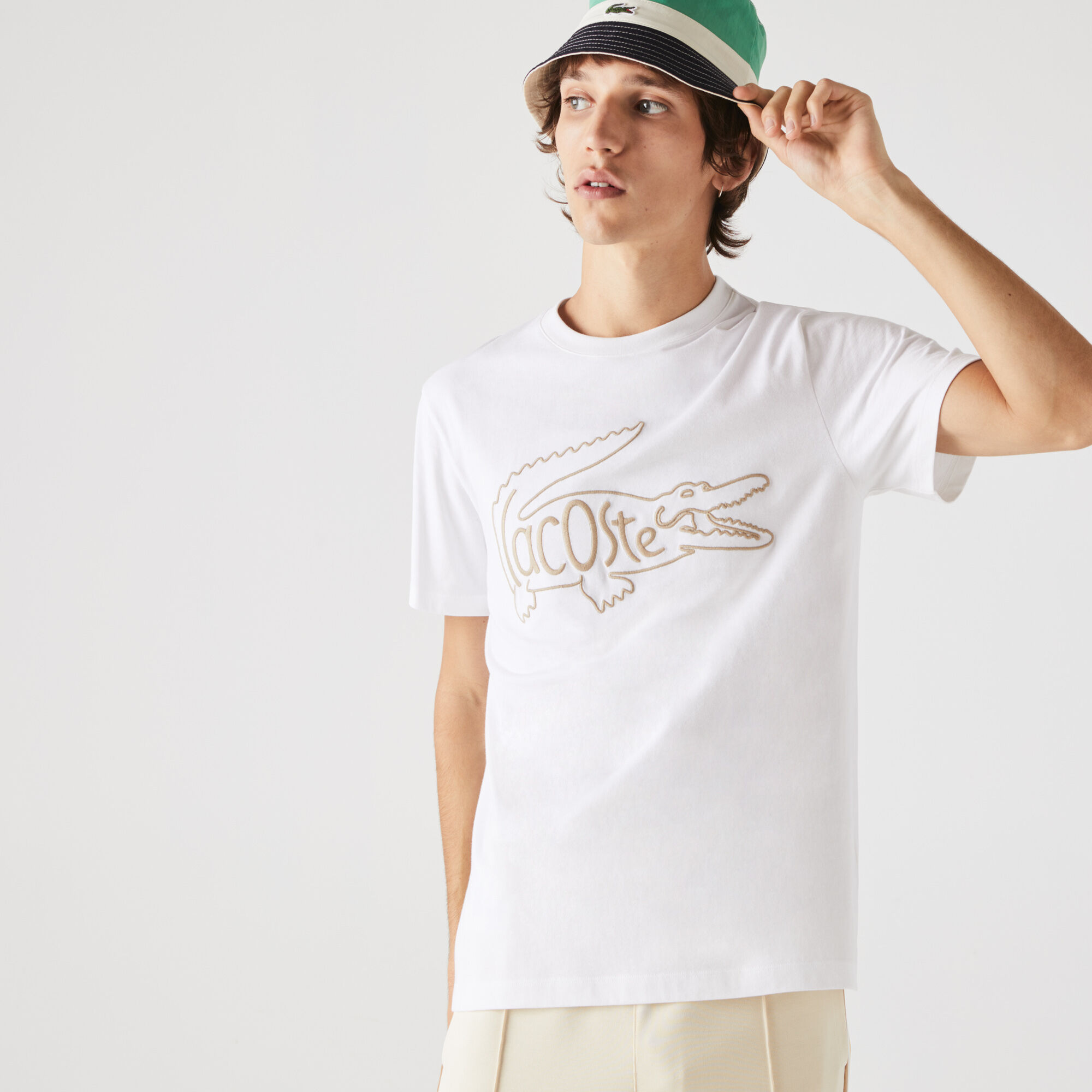 Men’s Crew Neck Crocodile Embroidery Cotton T-shirt Men’s Crew Neck Crocodile Embroidery Cotton T-shirt