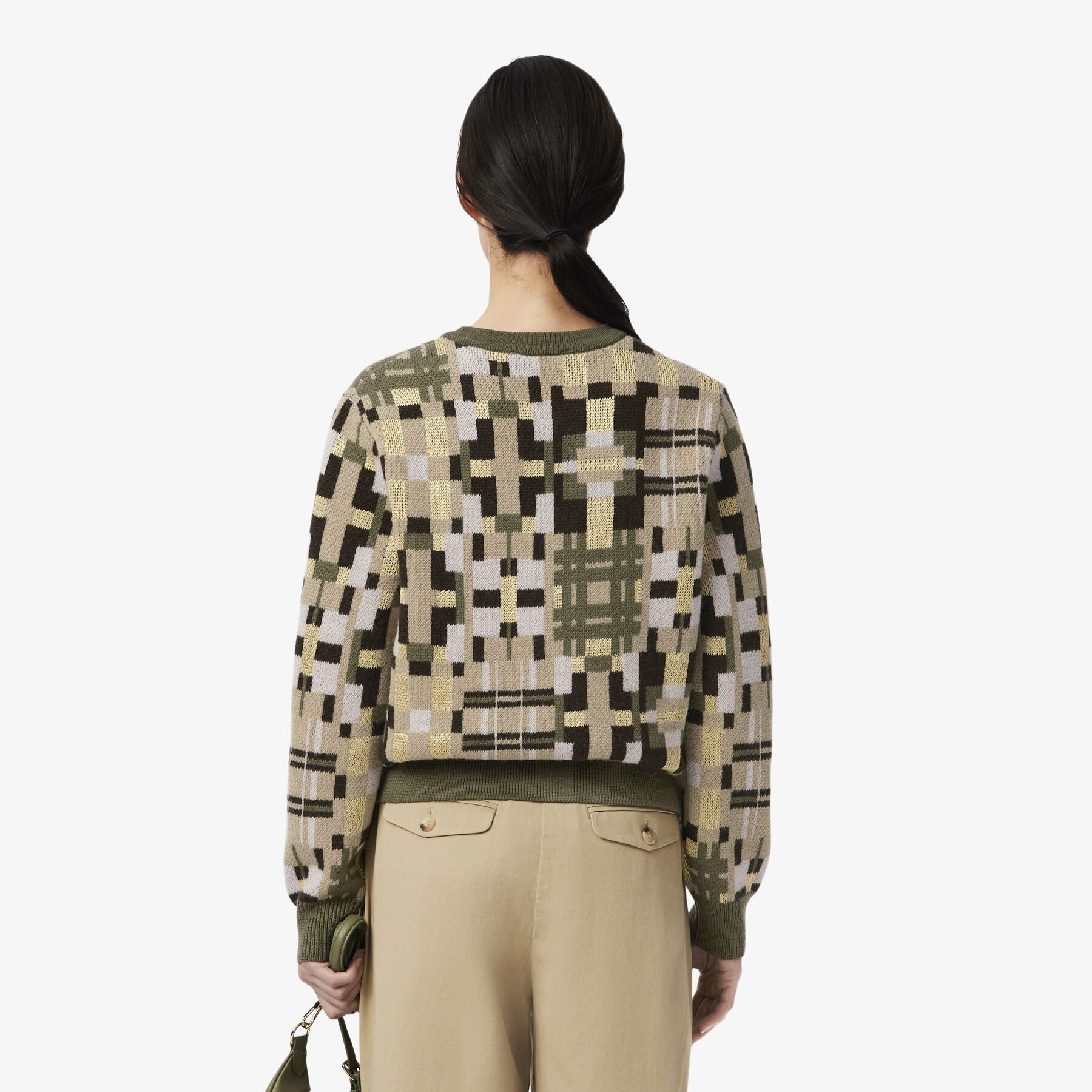 lacoste crew neck wool jacquard graphic sweater