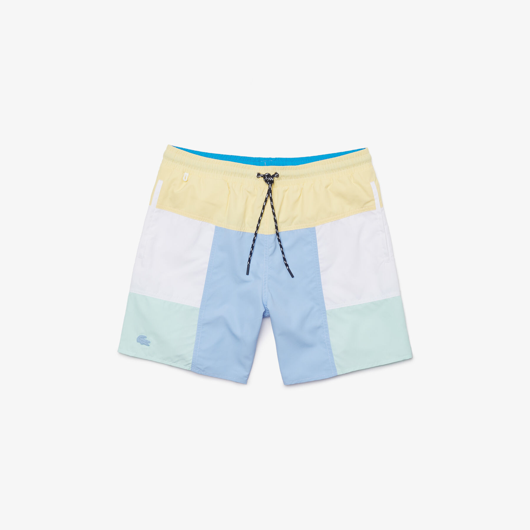 lacoste men s colourblock recycled cloth long swimming trunks