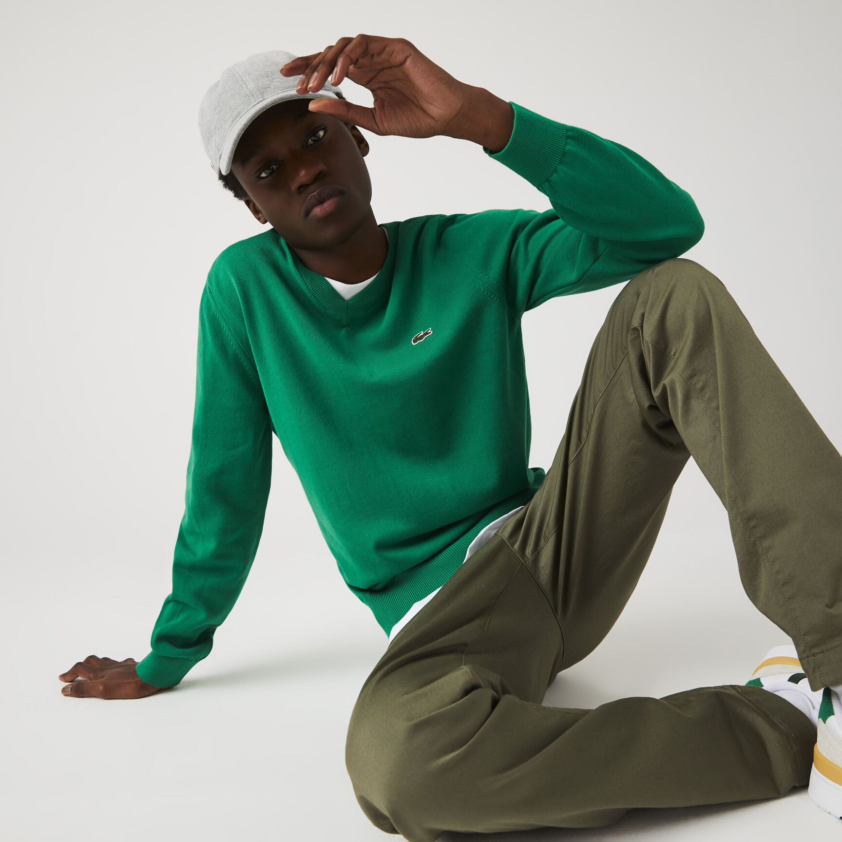 Monochrome Cotton V-neck Sweater