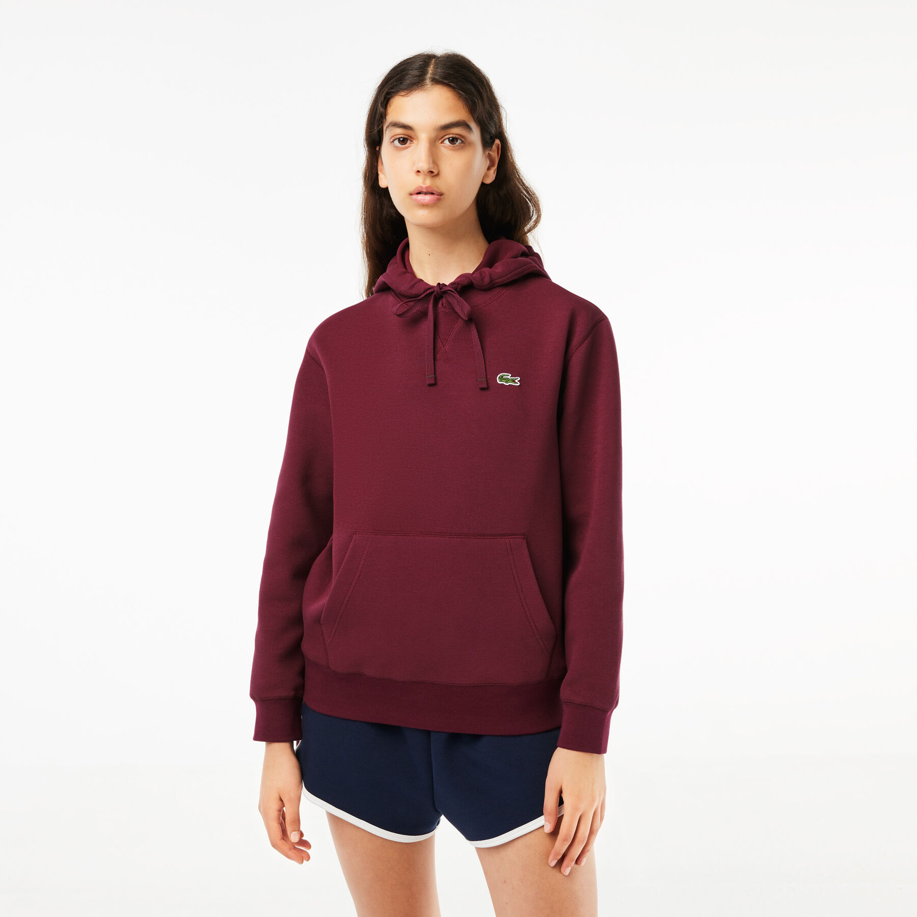 lacoste women s loose fit cotton blend jogger hoodie