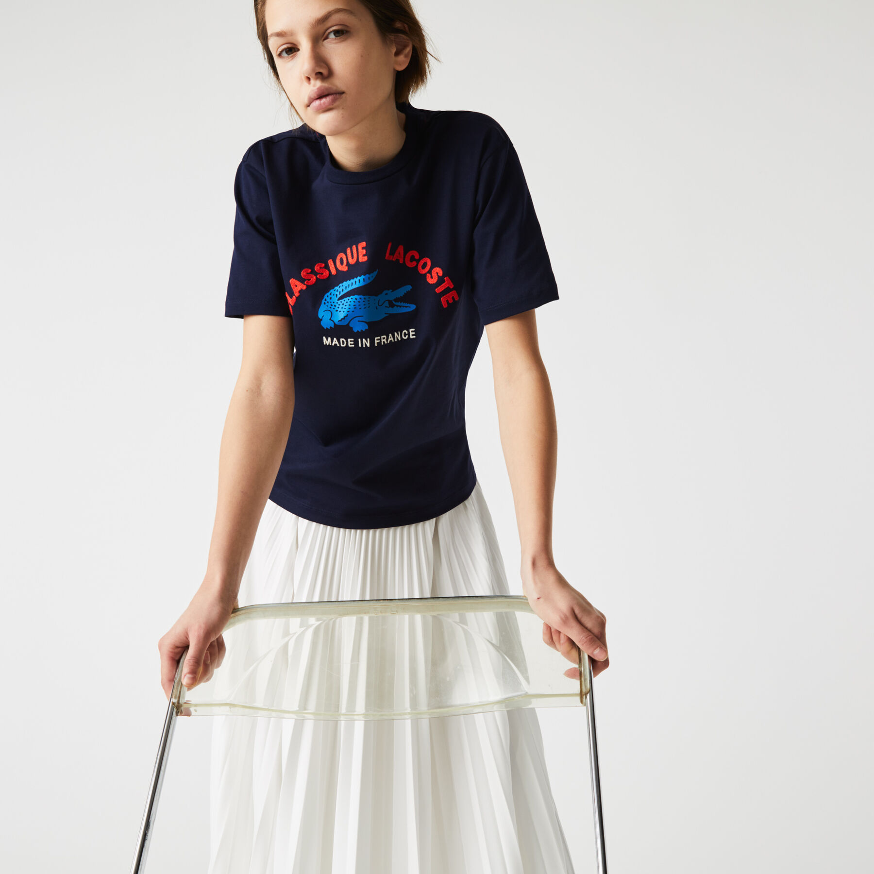 Women’s Made In France Embroidered Organic Cotton T-shirt lacoste women s made in france embroidered organic cotton t shirt