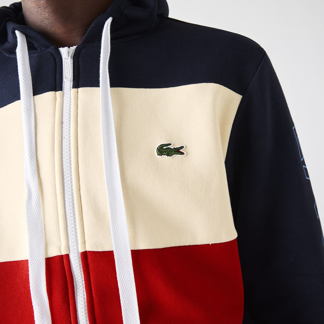 سويت شيرت صوف للرجال بسحاب وغطاء رأس وكتل لونية سويت شيرت صوف للرجال بسحاب وغطاء رأس وكتل لونية