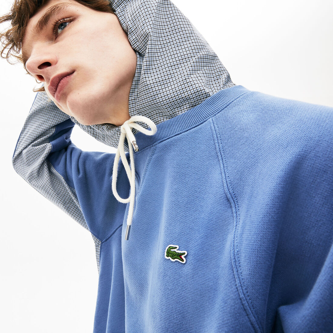 قميص ثقيل للرجال من الصوف مع كلمة Lacoste المزركشة بألوان متعددة قميص ثقيل للرجال من الصوف مع كلمة Lacoste المزركشة بألوان متعددة