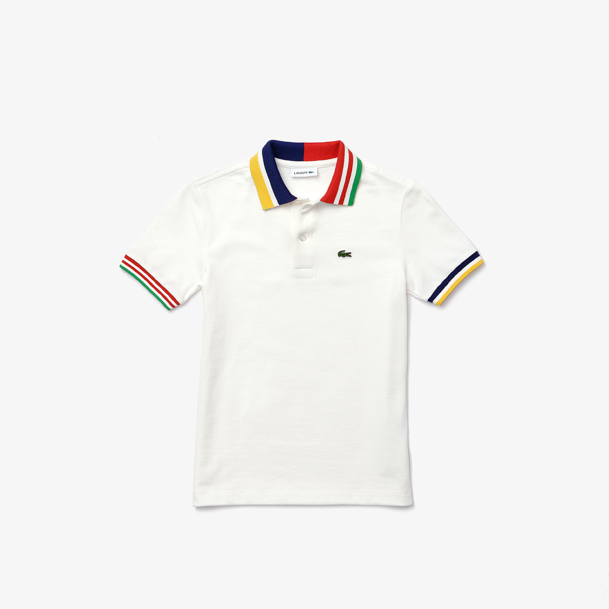 Boys’ Lacoste Striped Accents Cotton Piqué Polo Boys’ Lacoste Striped Accents Cotton Piqué Polo