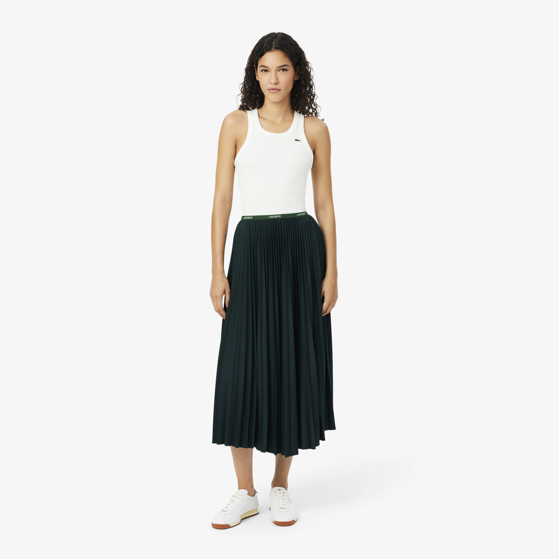 Long Pleated Elasticated Waist Skirt