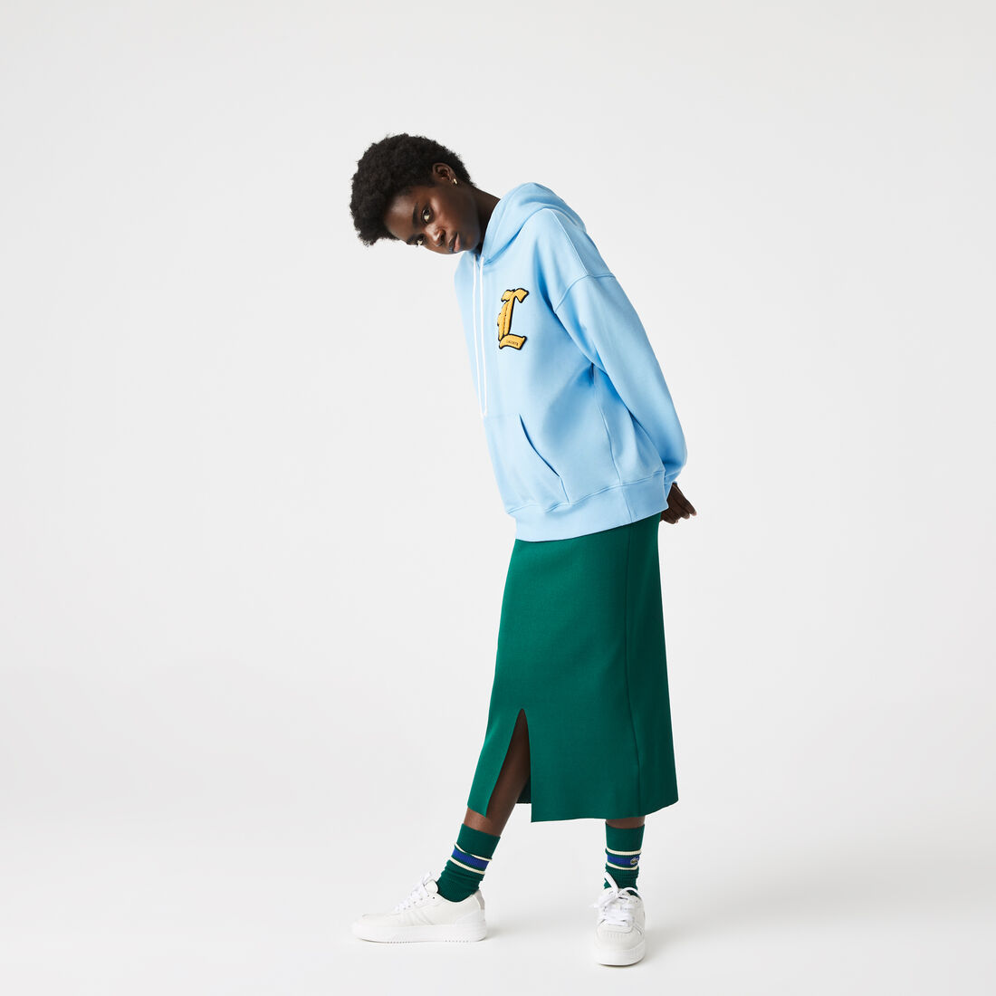 Unisex Lacoste L!VE L Badge Hooded Loose Fit Sweatshirt Unisex Lacoste L!VE L Badge Hooded Loose Fit Sweatshirt