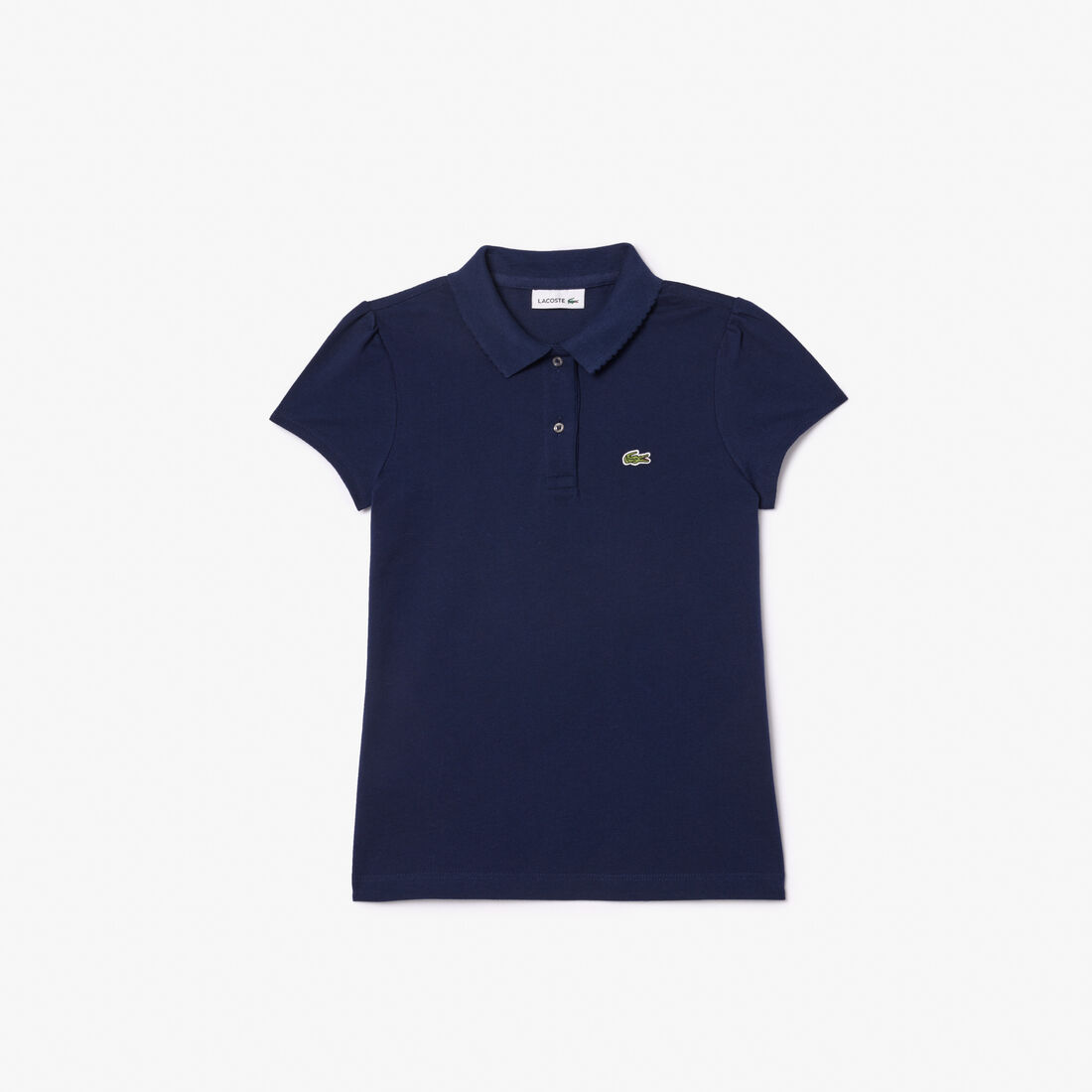 Scalloped Collar Mini Pique Polo Shirt Scalloped Collar Mini Pique Polo Shirt