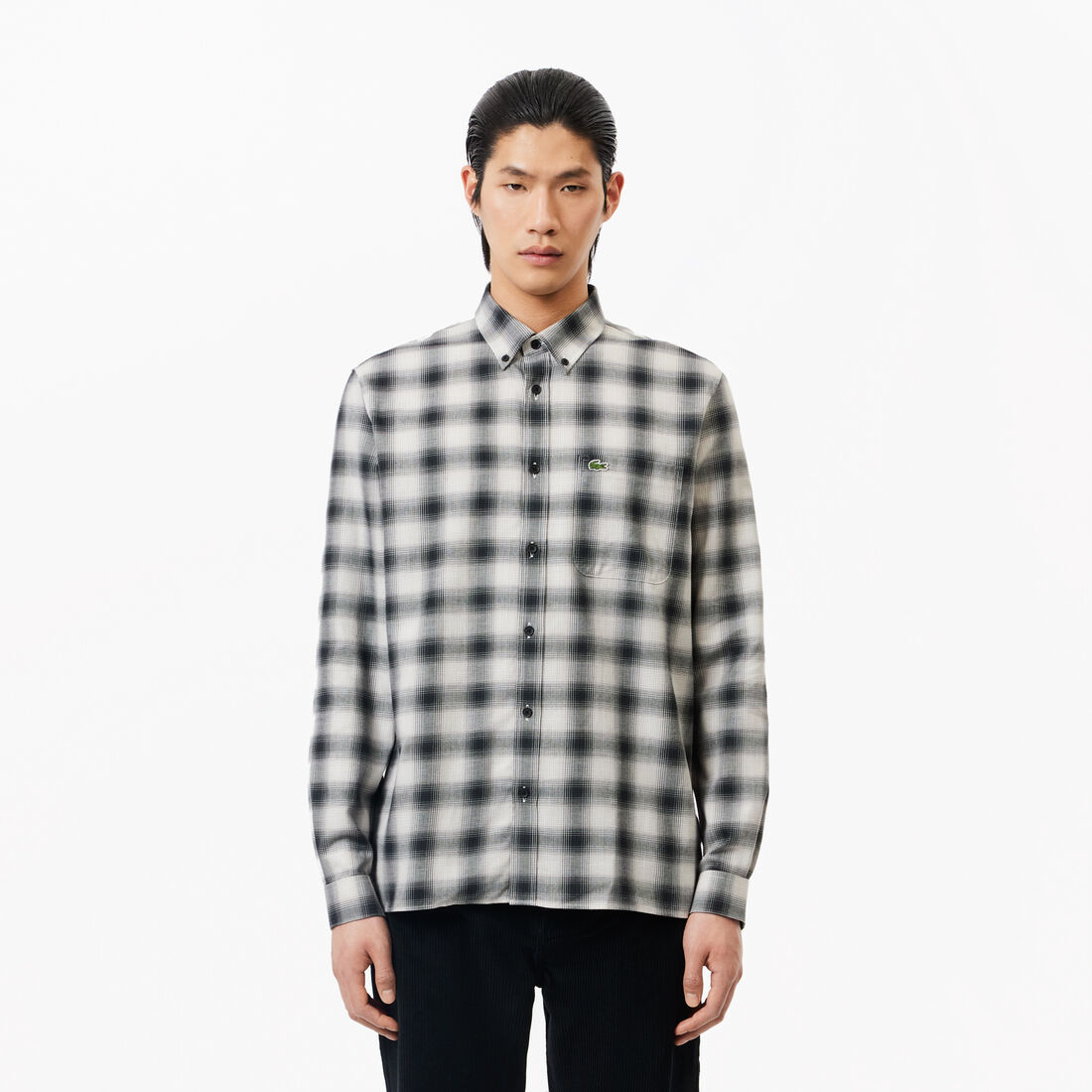 Cotton/Wool Blend Checked Flannel Shirt
